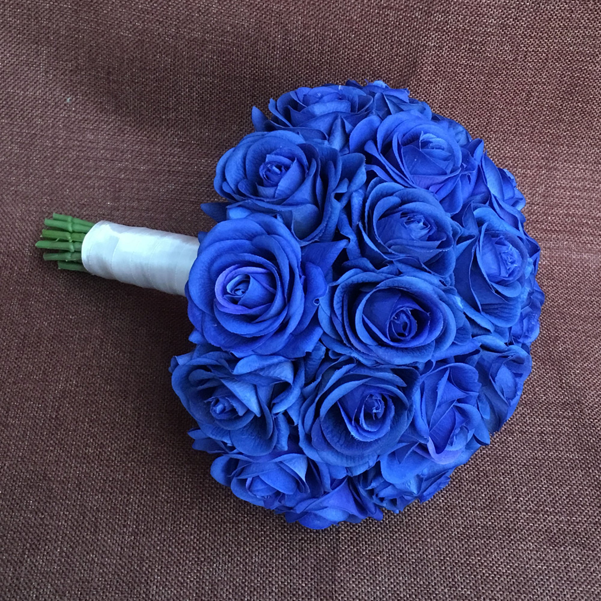 Real Touch Bridal Bouquet Royal Blue Wedding Flowers Boutonnieres Corsages Sets