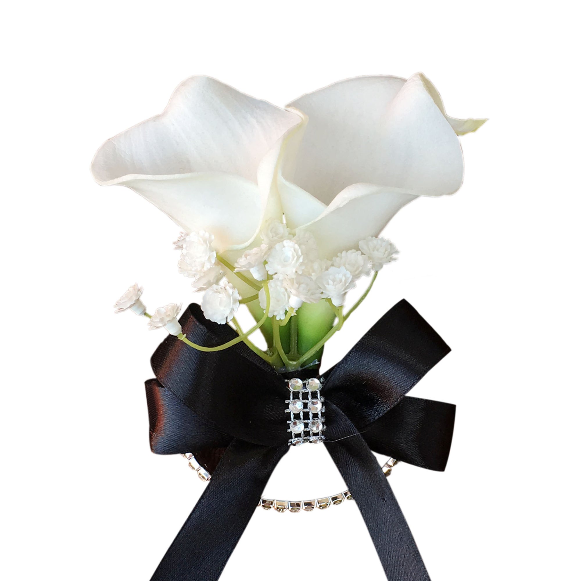 White Calla Lily Bouquet Corsages Boutonniere Teal Bridesmaids Bouquet