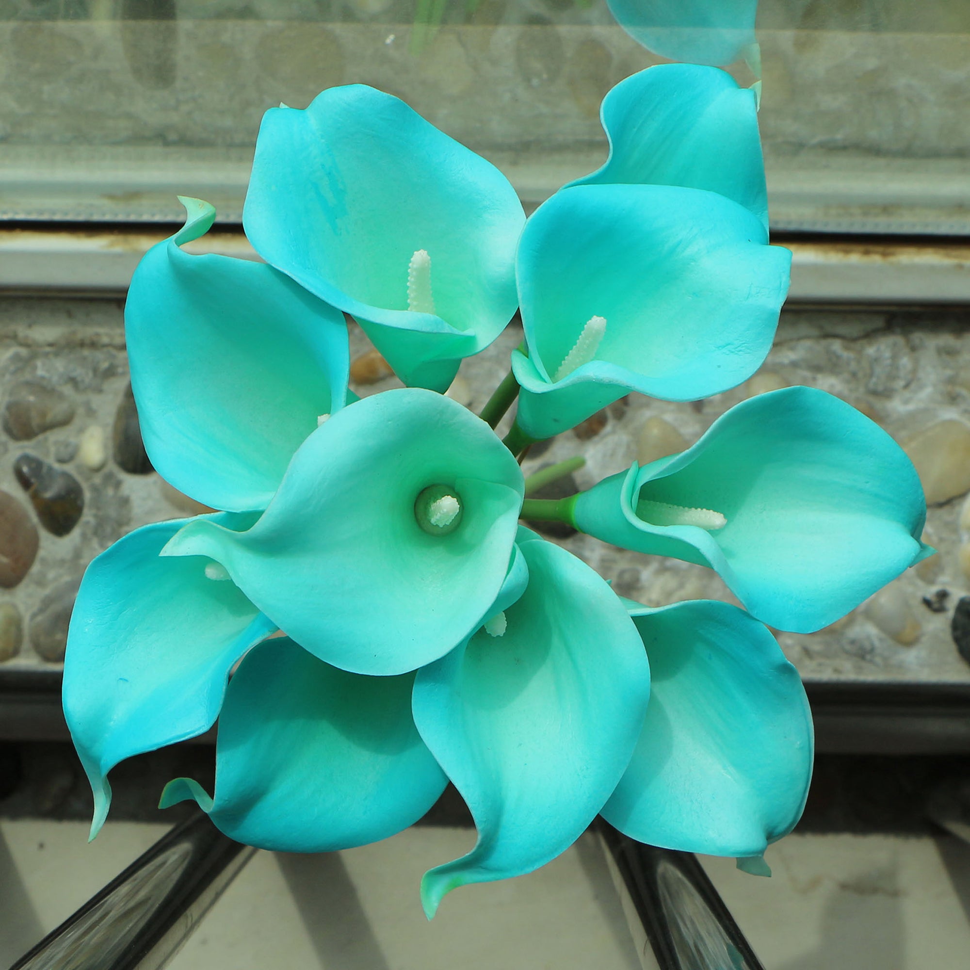 Pool Blue Calla Lily Arrangements Real Touch Flower Bouquet
