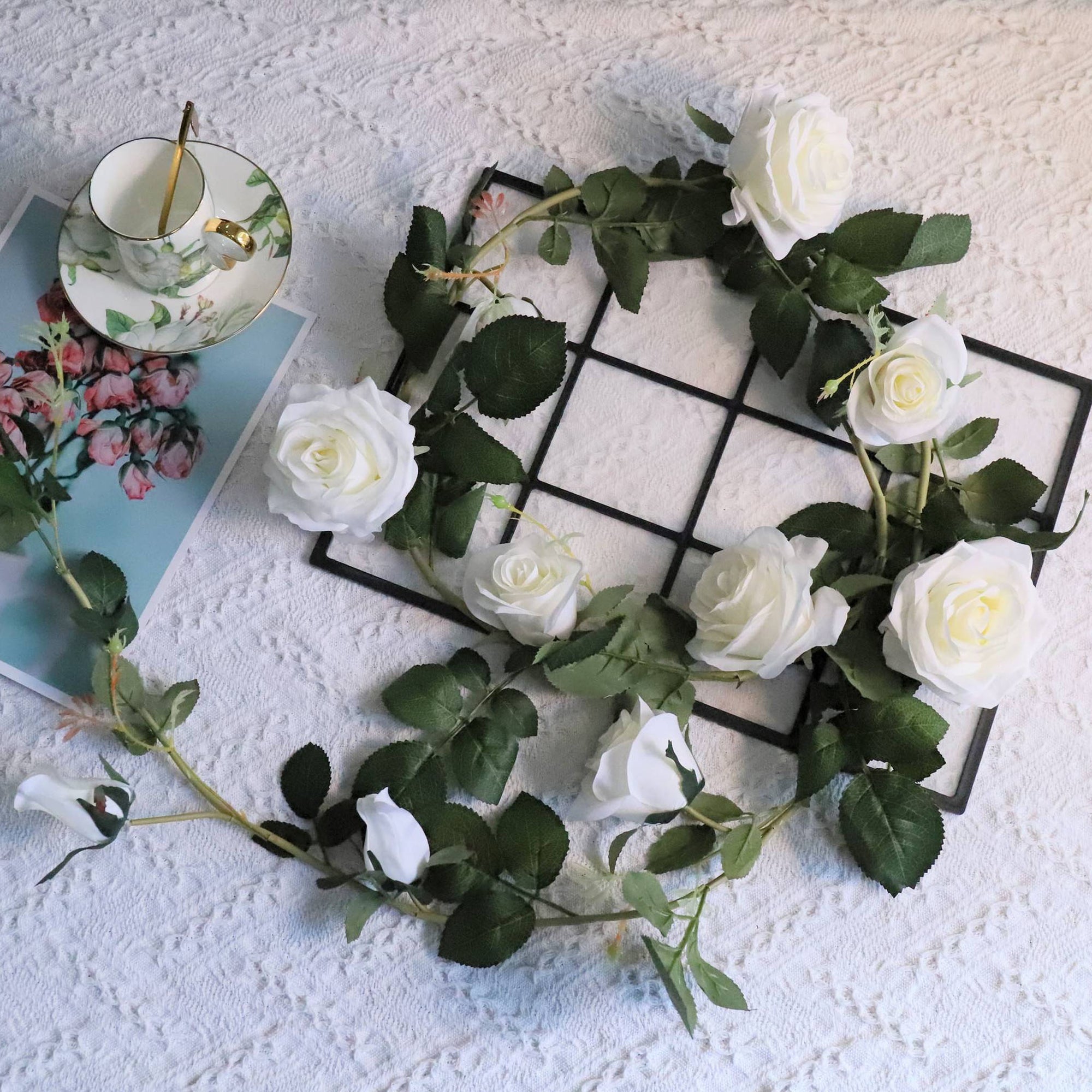 Wedding Arch Flower Vines Fake Rose Garlands for Home Indoor Outdoor