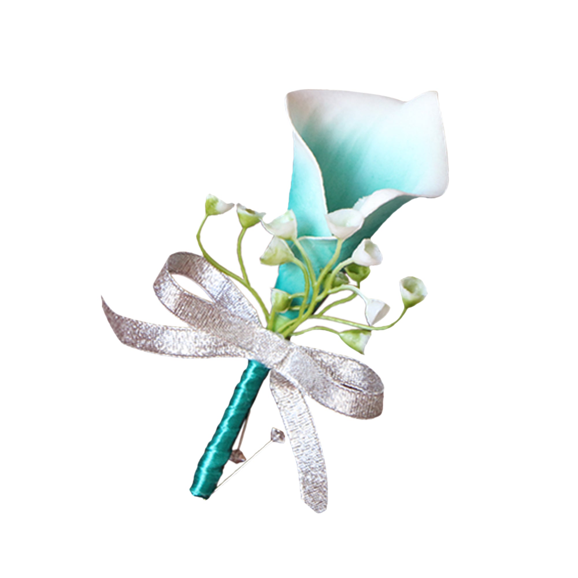 Oasis Teal Calla Lily Boutonniere Groom Bestman