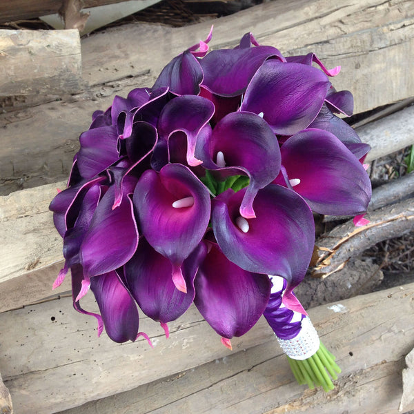 calla lily flower bouquet Dark Purple Calla Lily Bridal Bouquet Purple Wedding Bouquet
