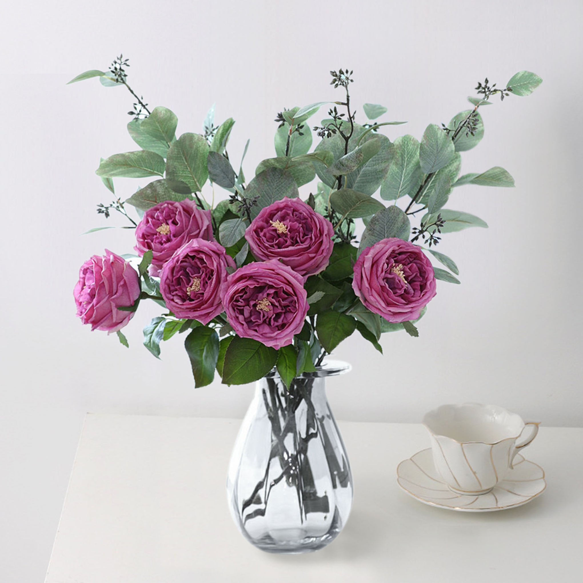 Austin Cabbage Roses Real Touch Flowers - VANRINA