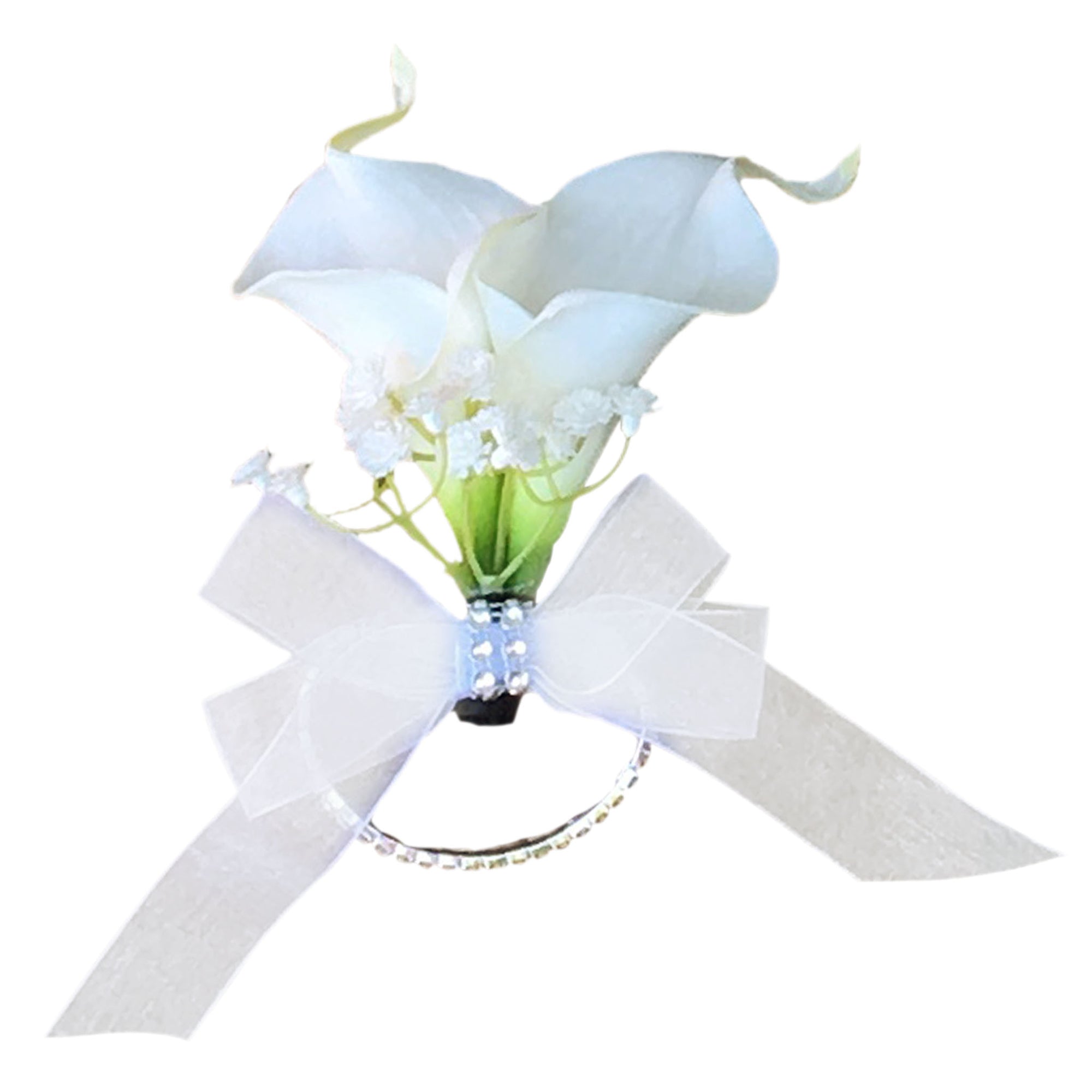 White Calla Lily Bouquet Corsages Boutonniere Teal Bridesmaids Bouquet