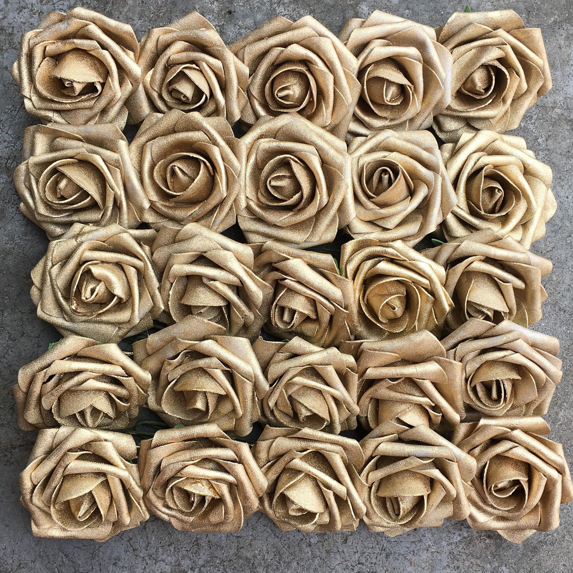 Gold Artificial Flowers Fake Roses Bulk Cake Topper