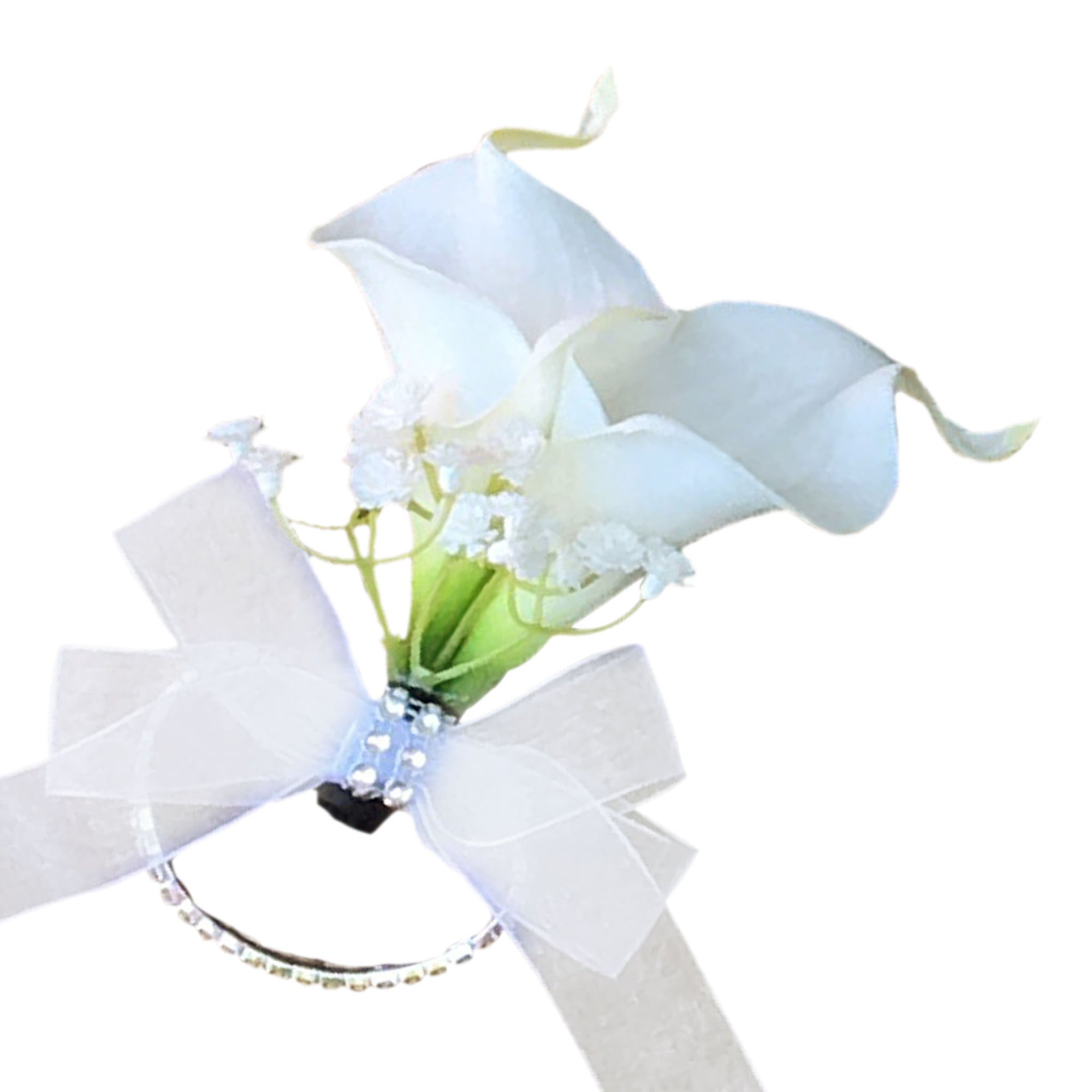 White Calla Lily Bouquet Corsages Boutonniere Teal Bridesmaids Bouquet