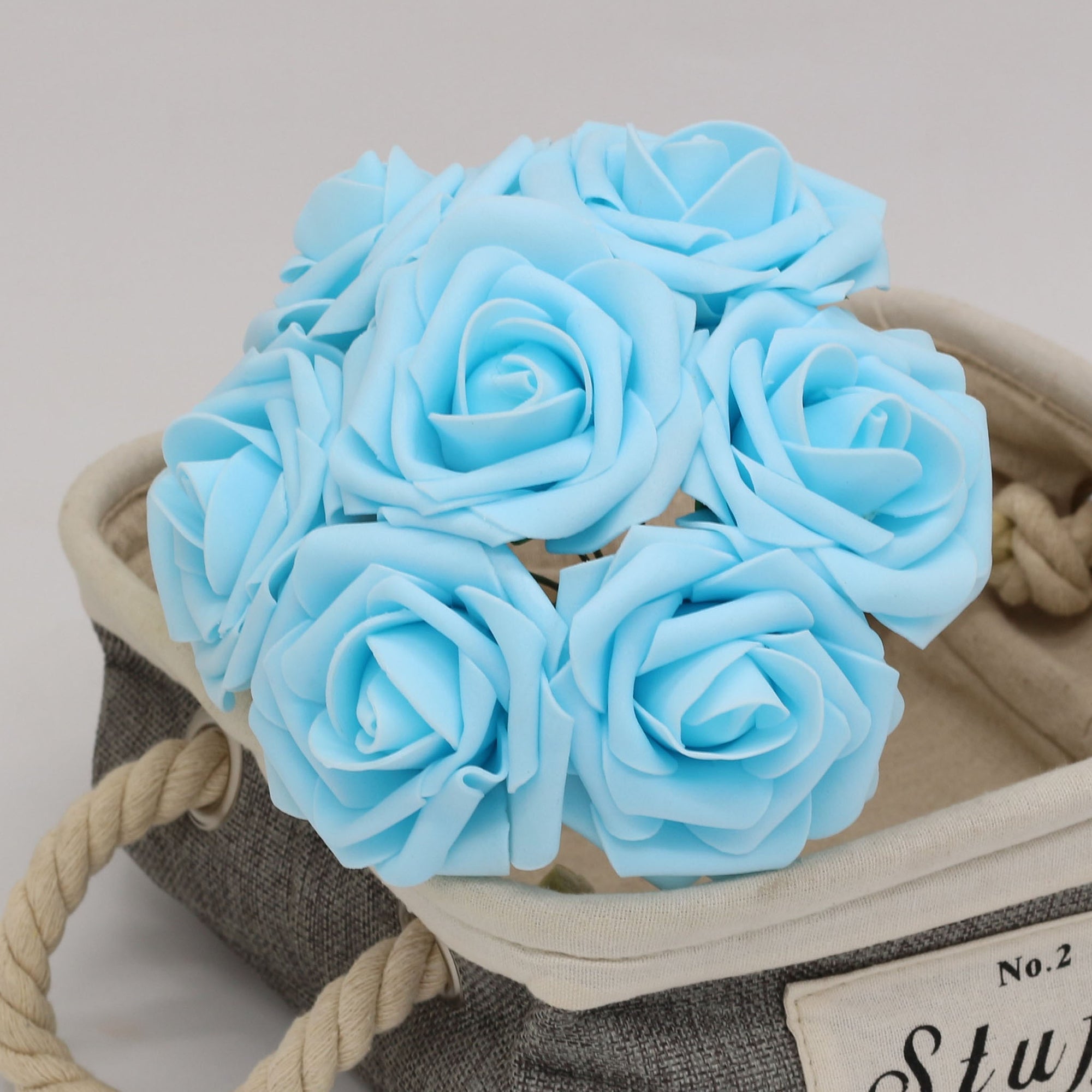 Light Blue Artificial Flowers Bulk Rose Wedding Supplies