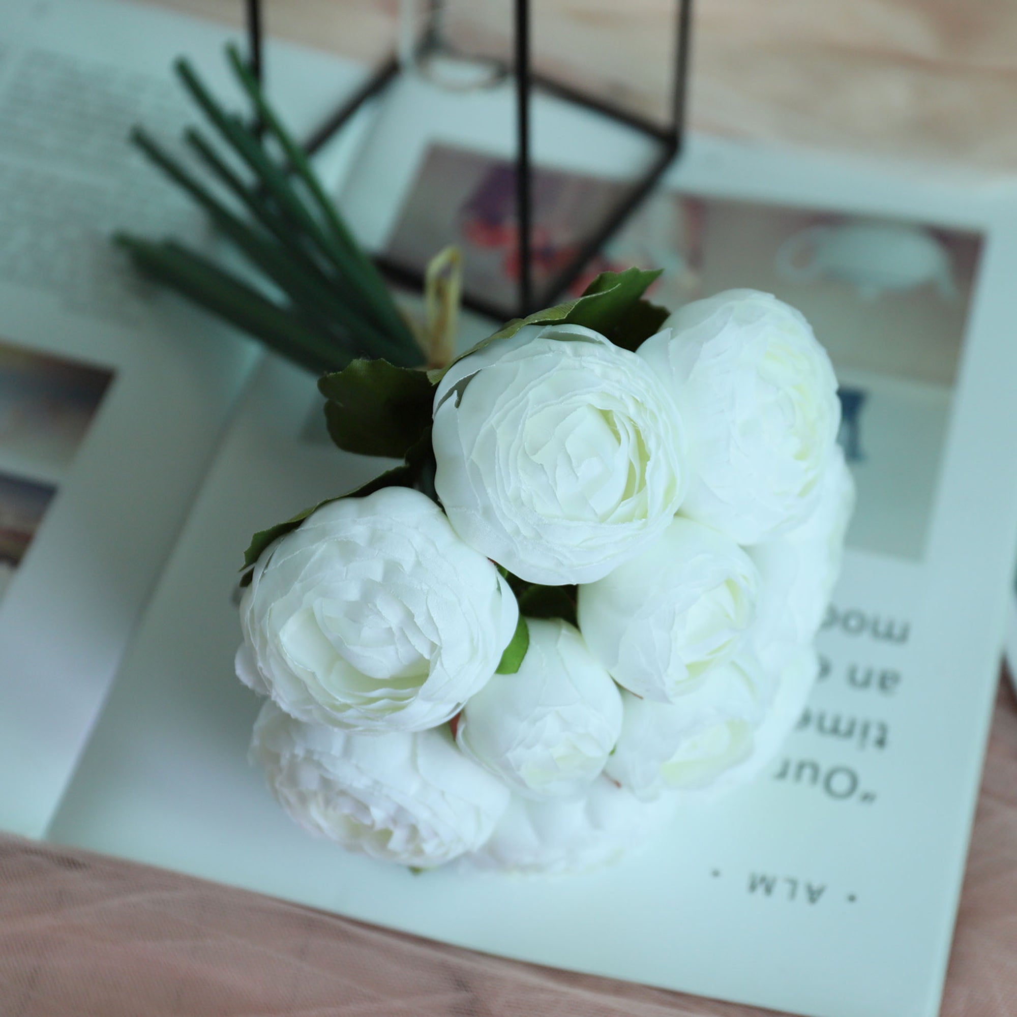 White Peony Bouquet for Bridal Bridesmaids Flowers Wedding Decor
