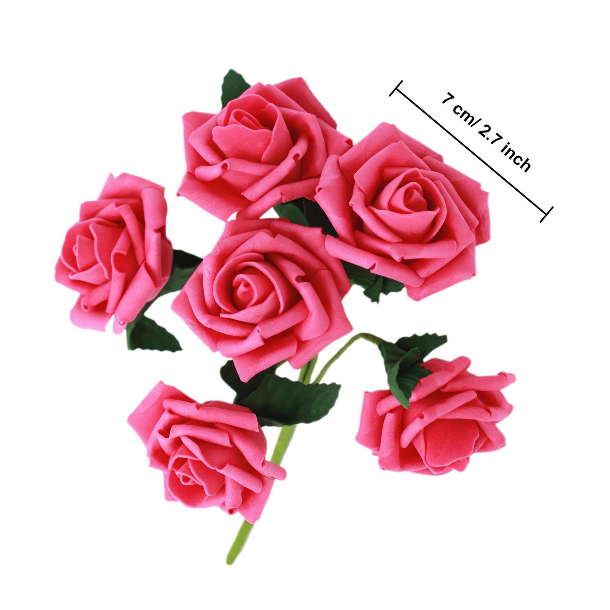 Fuchsia Artificial Flowers Faux Roses Wedding Floral Supply