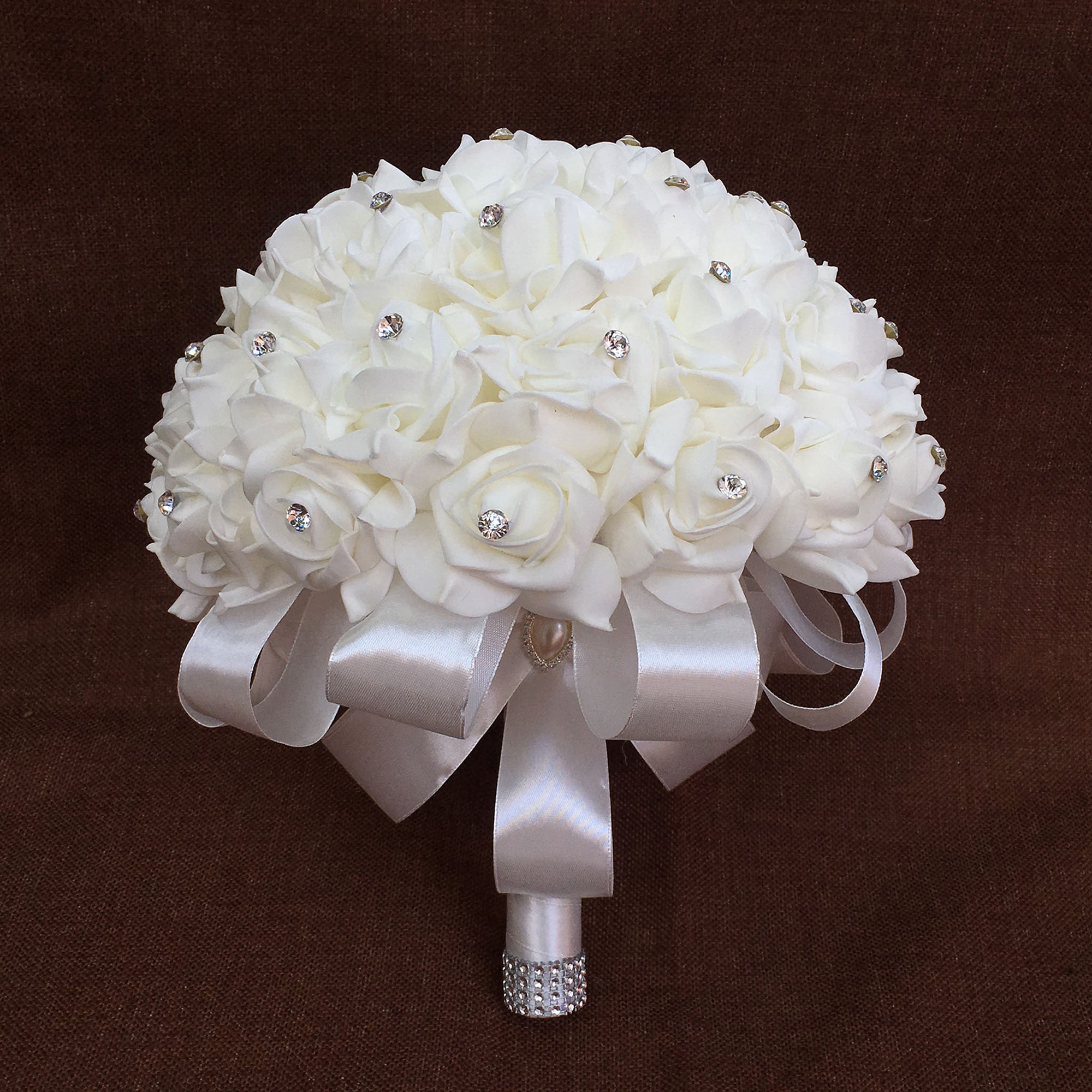 White Flower Bouquets Fake Foam Roses Wedding Package