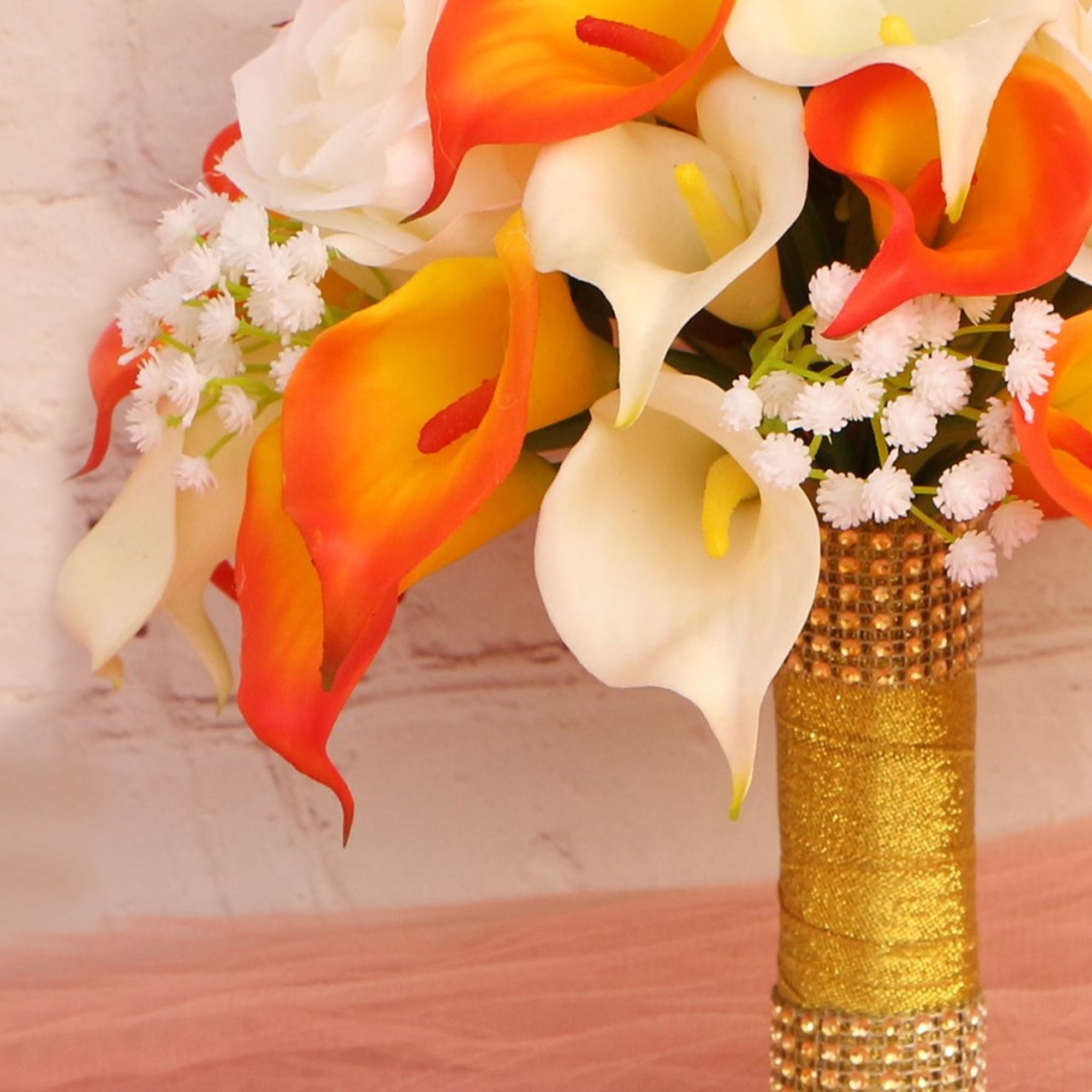 Bright Orange Calla Lily Bouquet for Bridal Fall Wedding Flowers