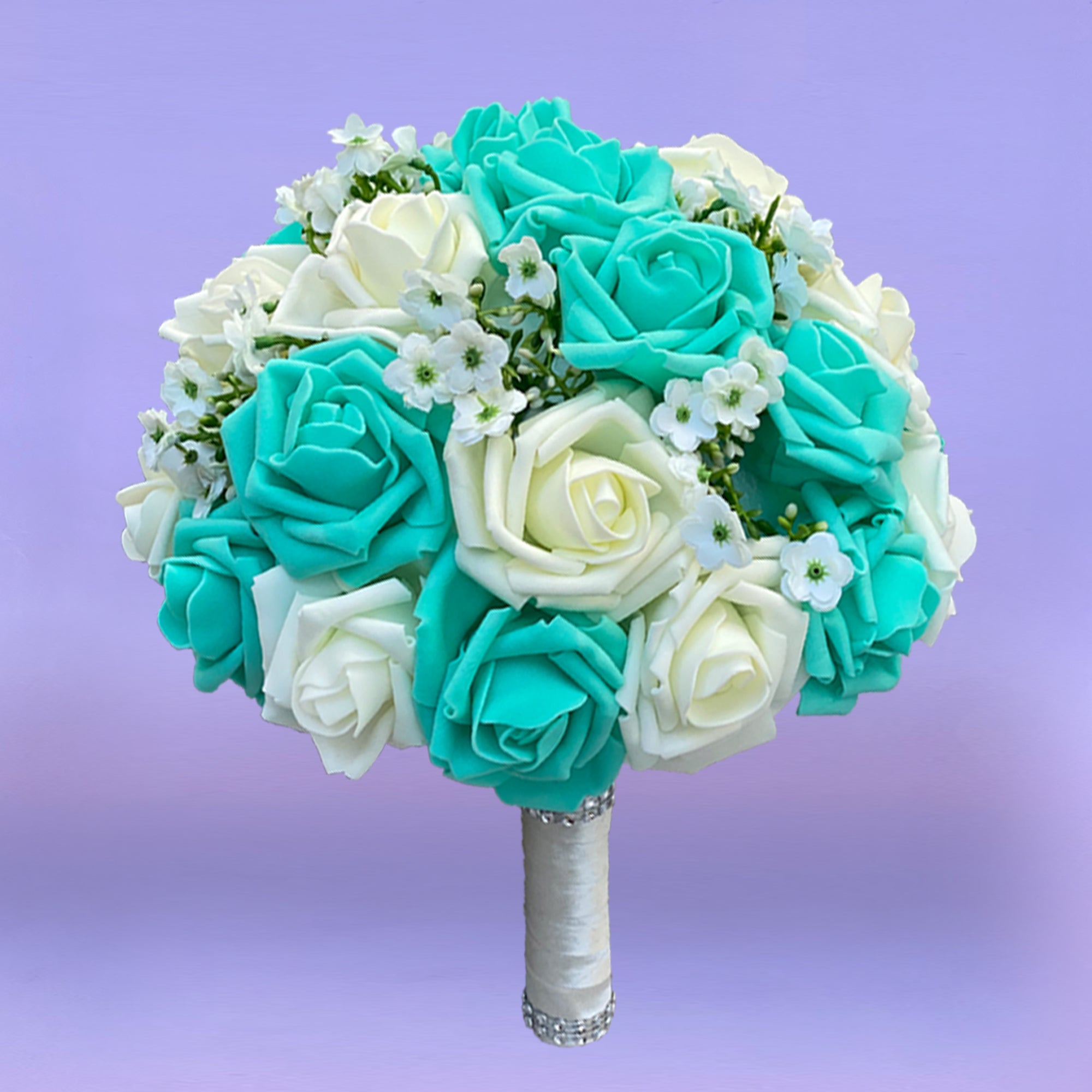 Turquoise Bridal Bouquet Ivory Rose Bouquet