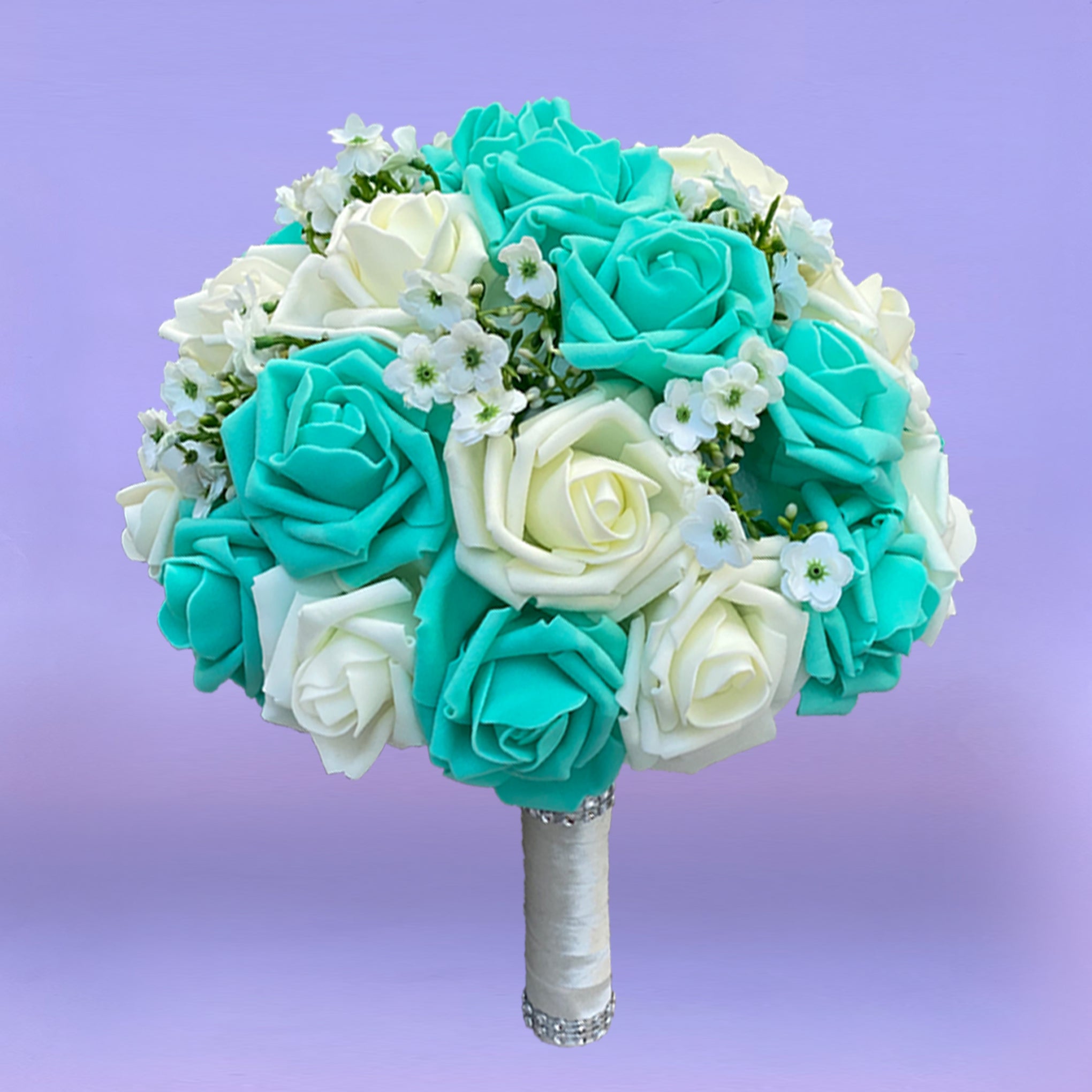 Turquoise Bridal Bouquet Ivory Rose Bouquet - VANRINA