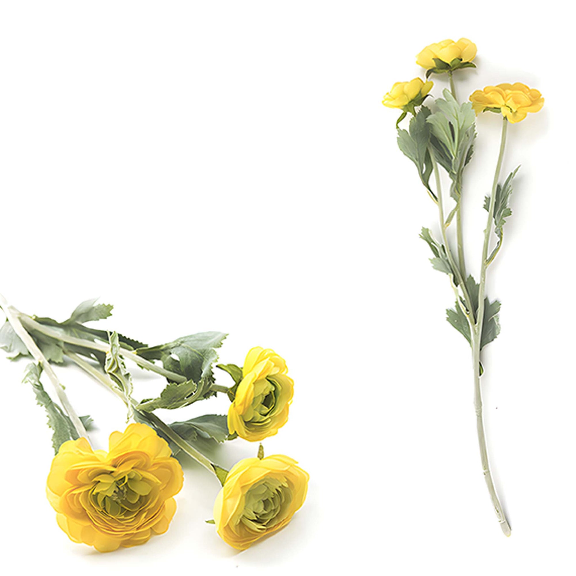 Artificial Flowers Fake Ranuculus Arrangement Buttercup White Yellow Ranuculus