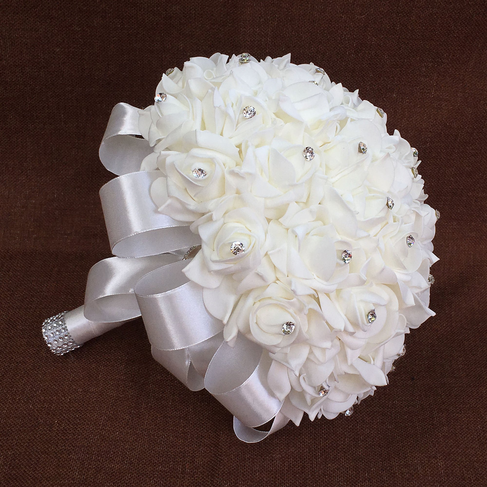 White Flower Bouquets Fake Foam Roses Wedding Package