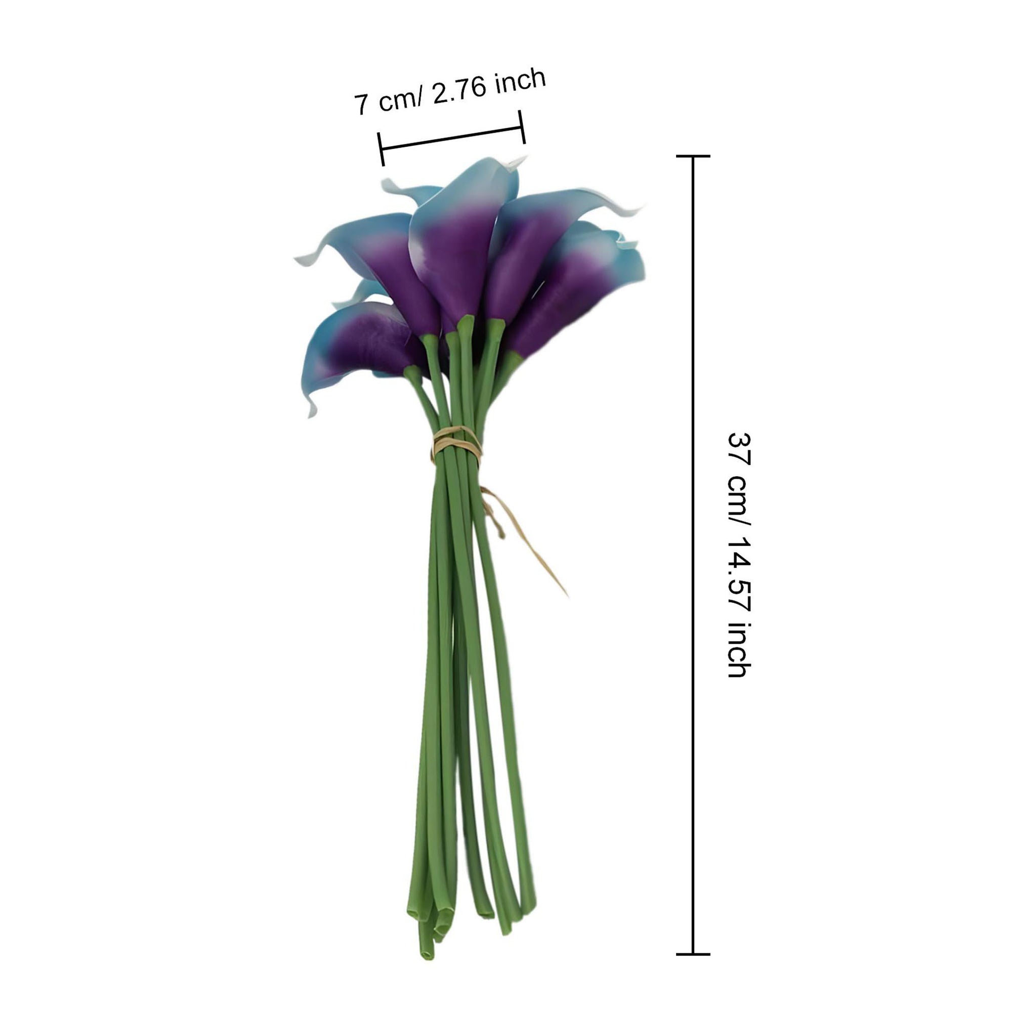 Blue Purple Calla Lily Bouquet PU Real Touch Flowers
