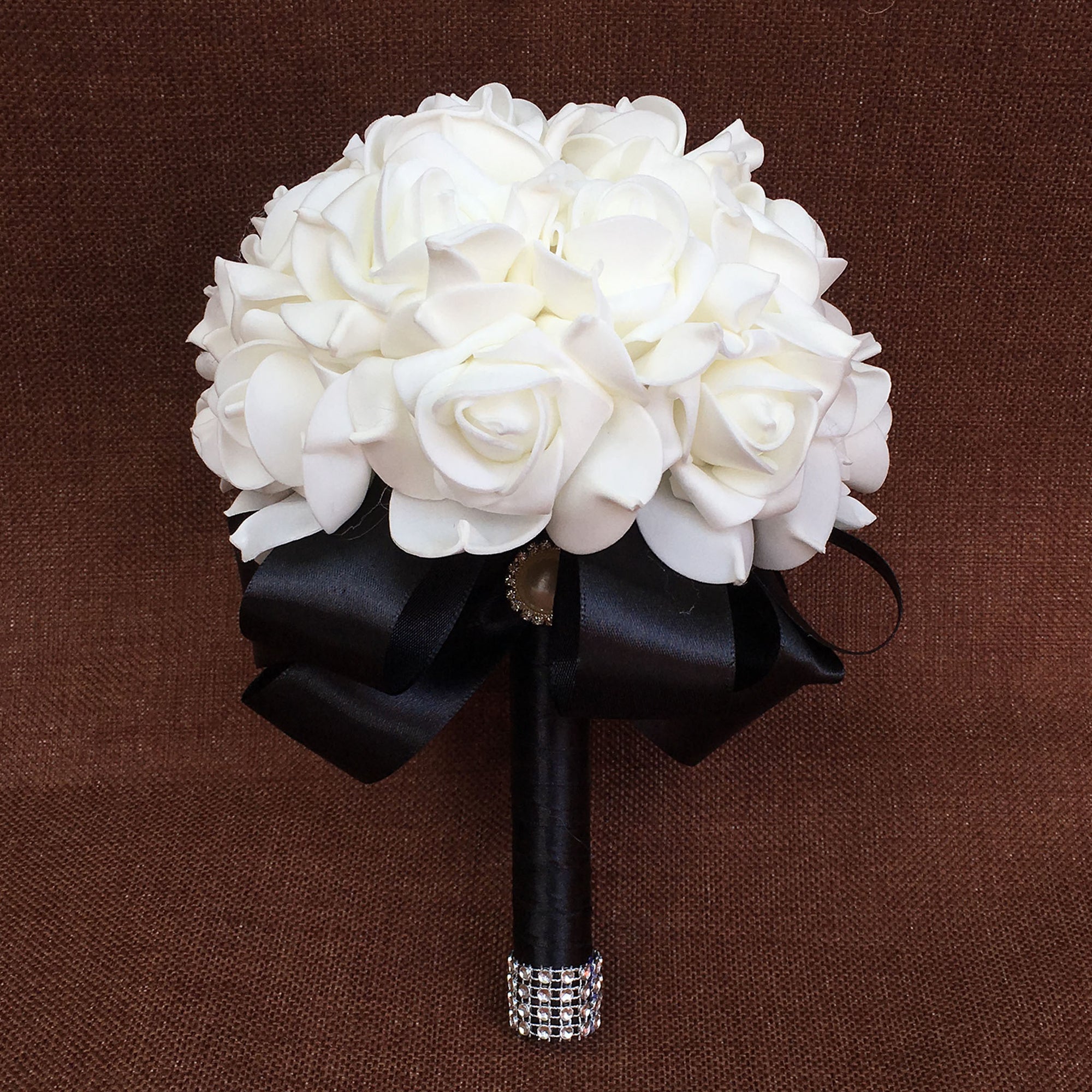 White Flower Bouquets Fake Foam Roses Wedding Package