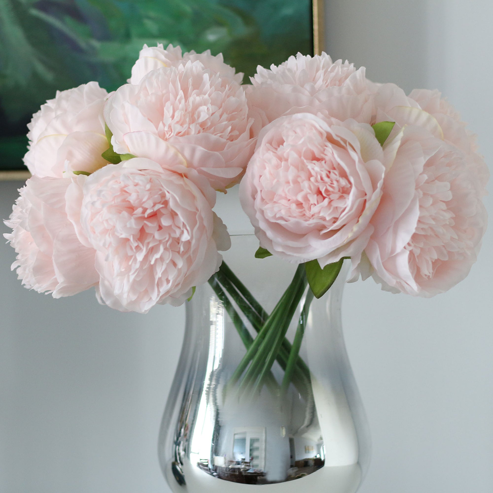 Light Pink Silk Peony Bouquet Wedding Flowers