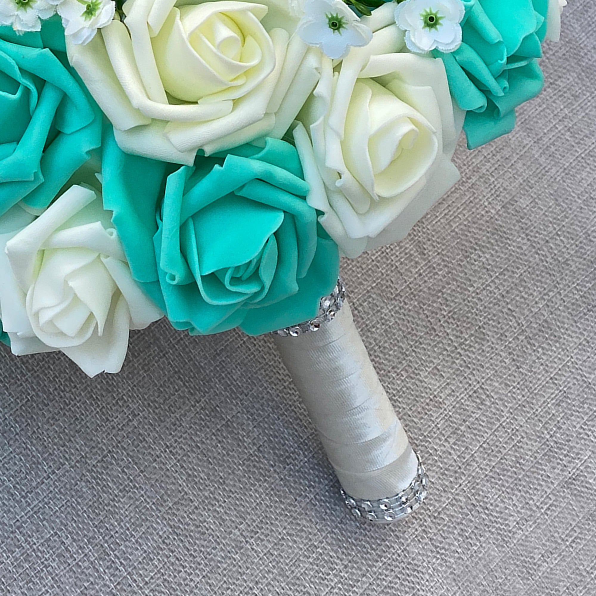 Turquoise Bridal Bouquet Ivory Rose Bouquet
