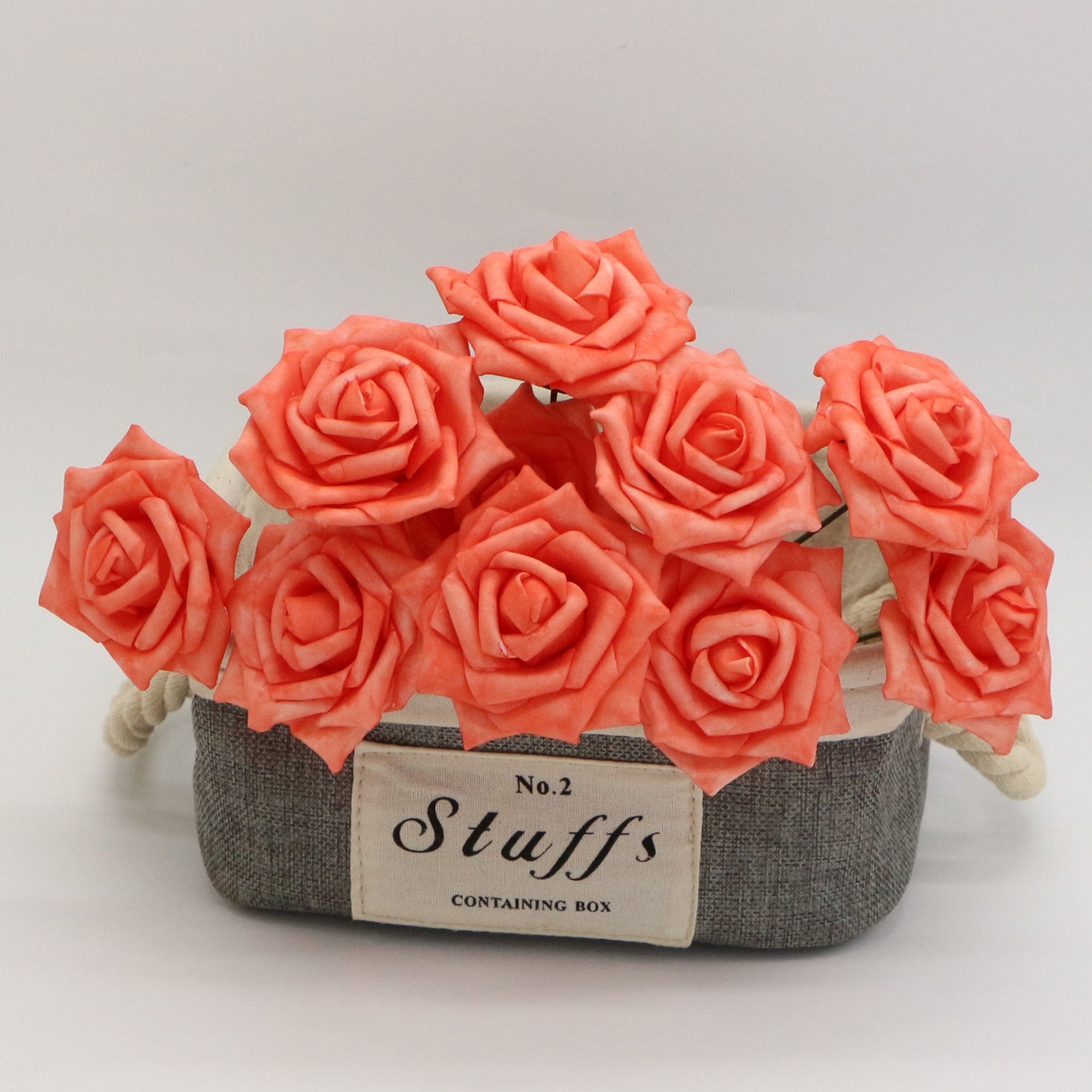 Wedding Flower Decor Coral Orange Roses Artificial Flowers