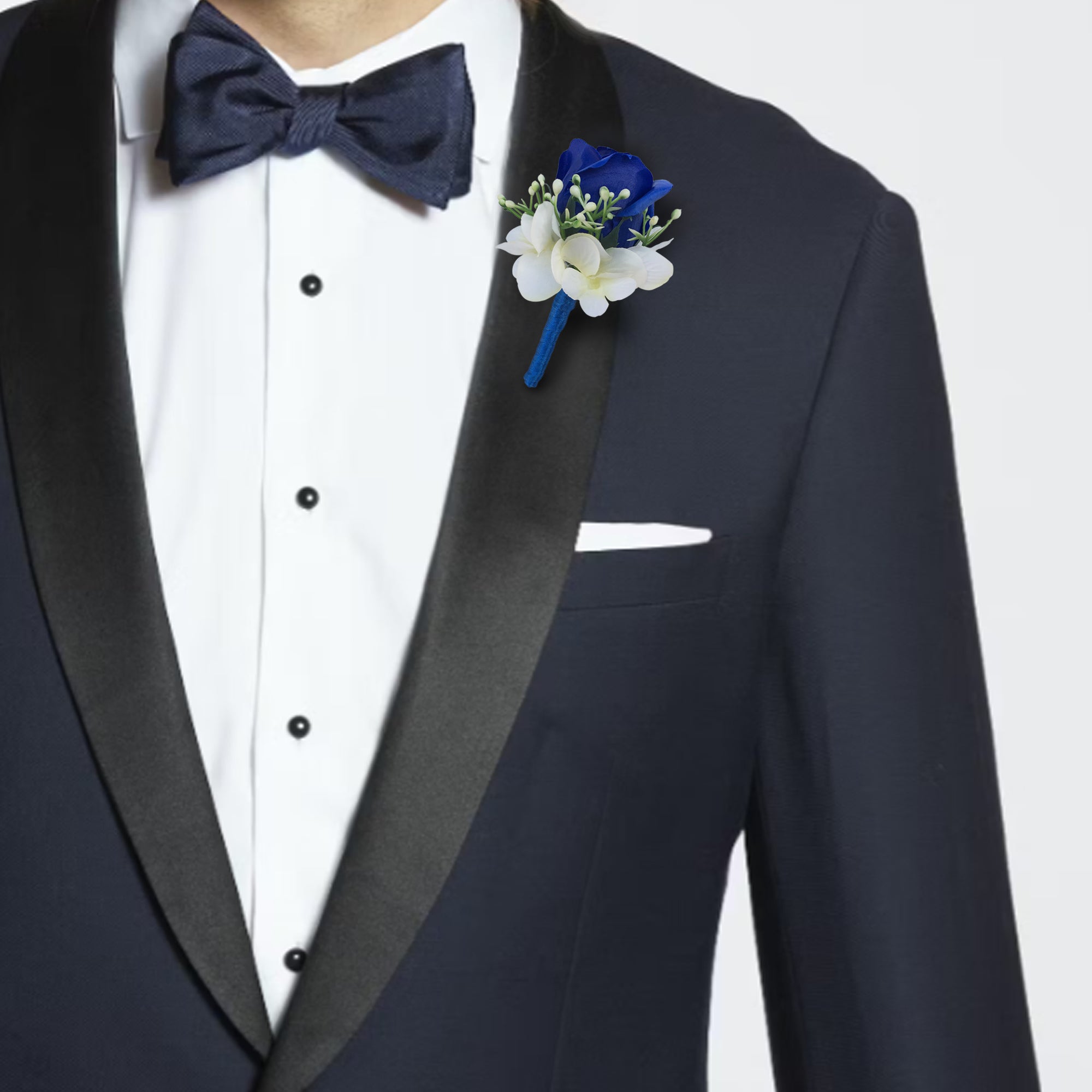 Corsage and Boutonniere in Blue Artificial Rose Bud