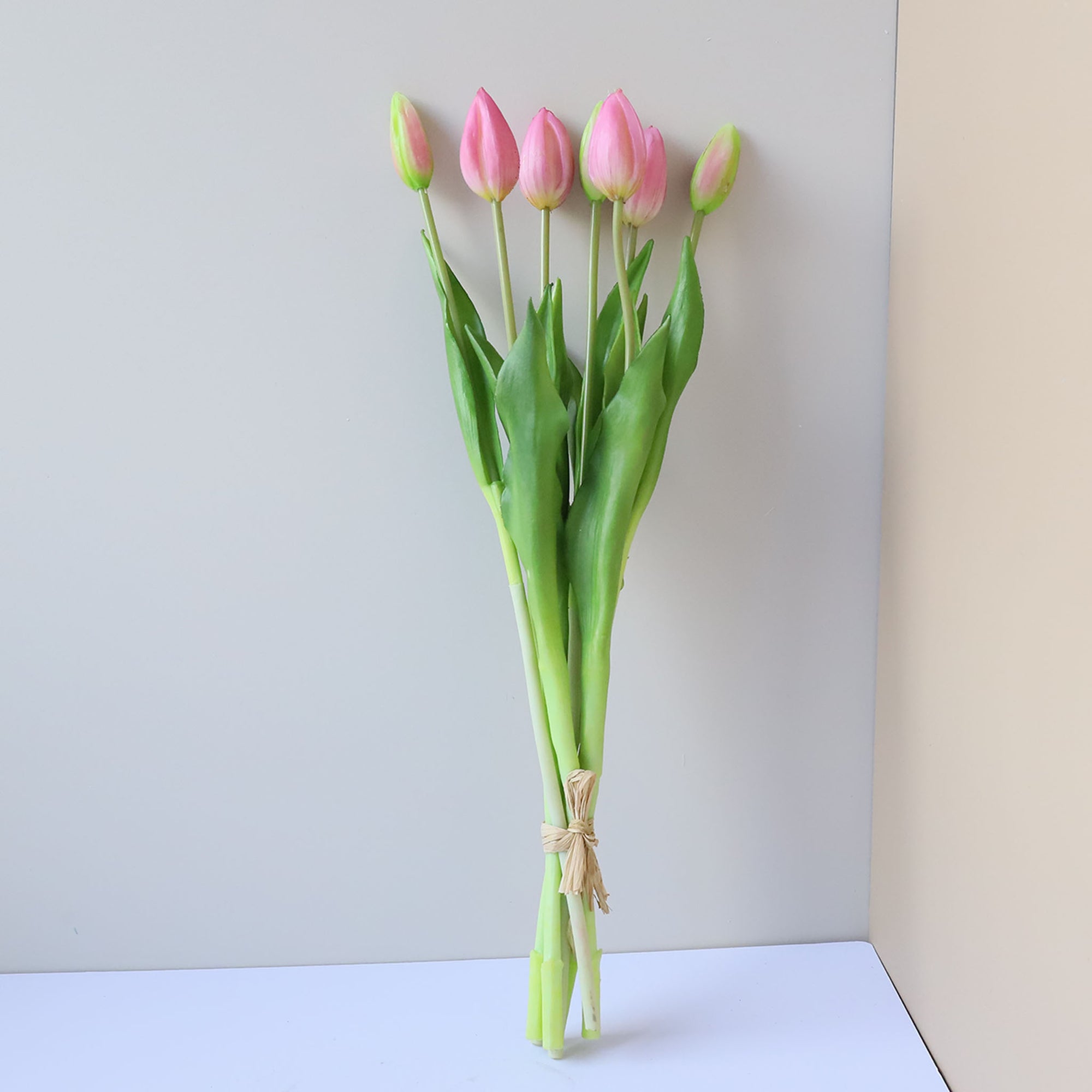 Realistic Latex Artificial Tulip Flower Bunch 17"