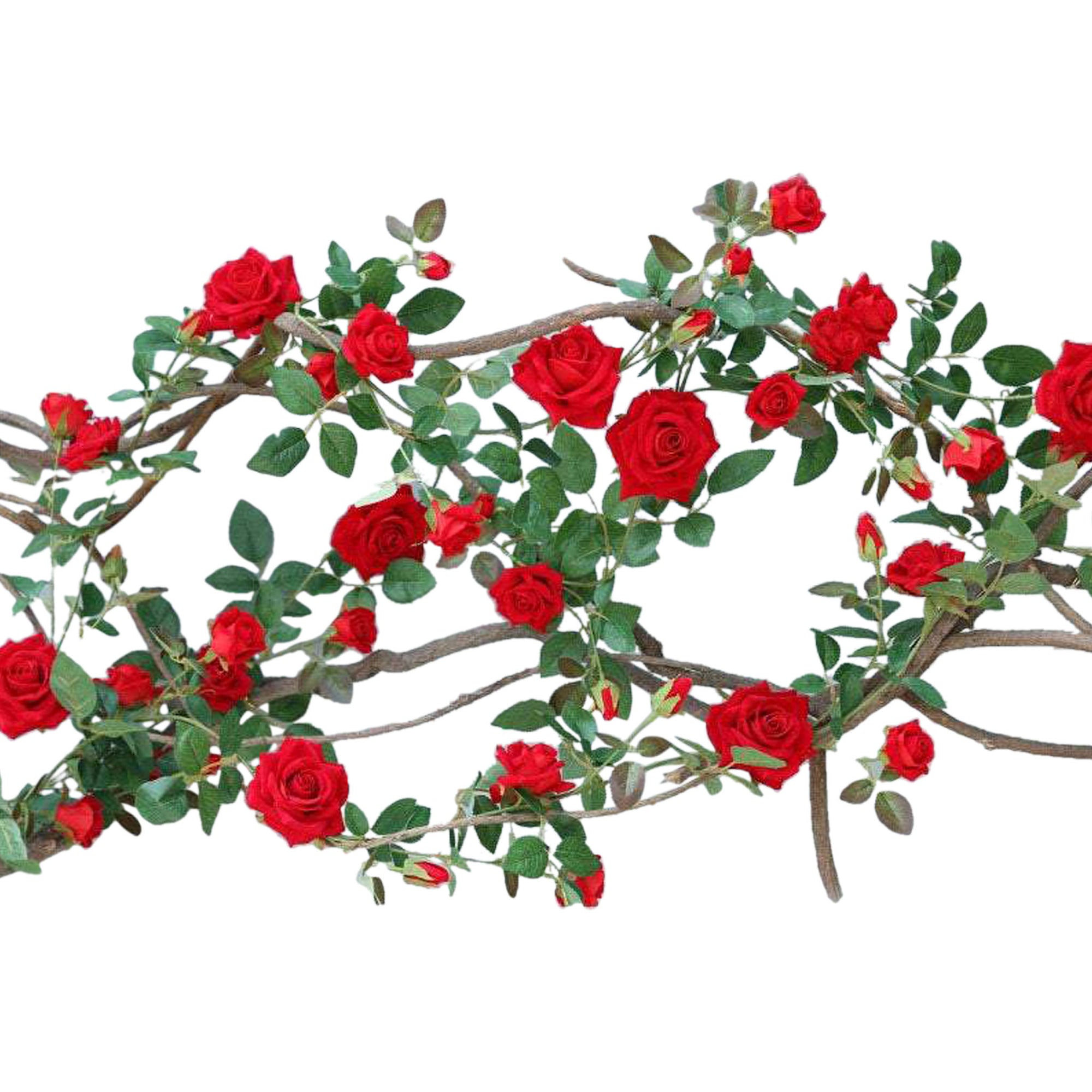 Artificial Flower Vines Red Roses Hanging Plants