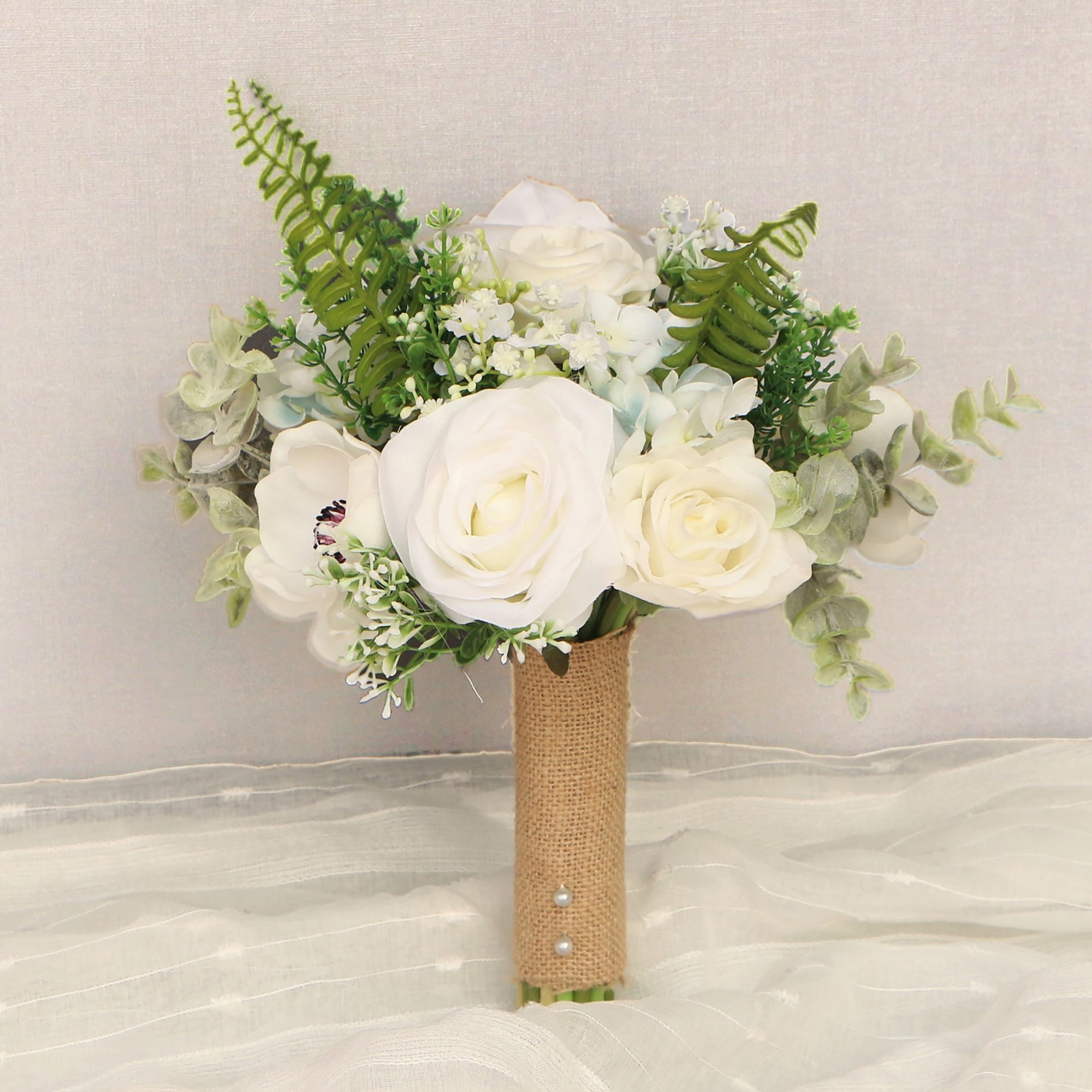 Rustic Bridesmaids Bouquet Silk Peony