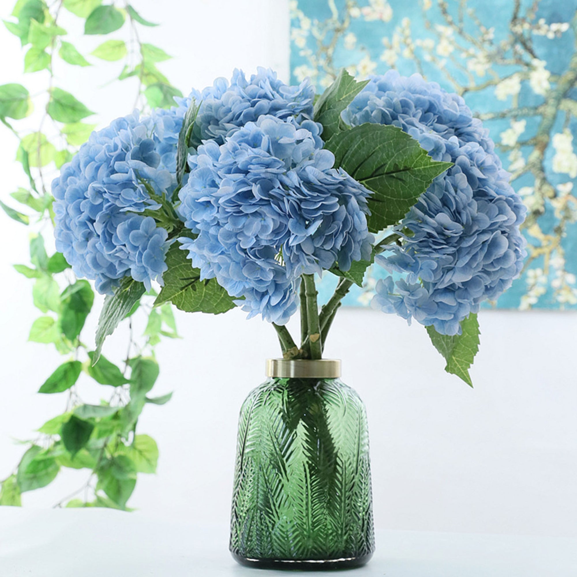 Blue Hydrangea Bush Fake Flowers Wedding Decor