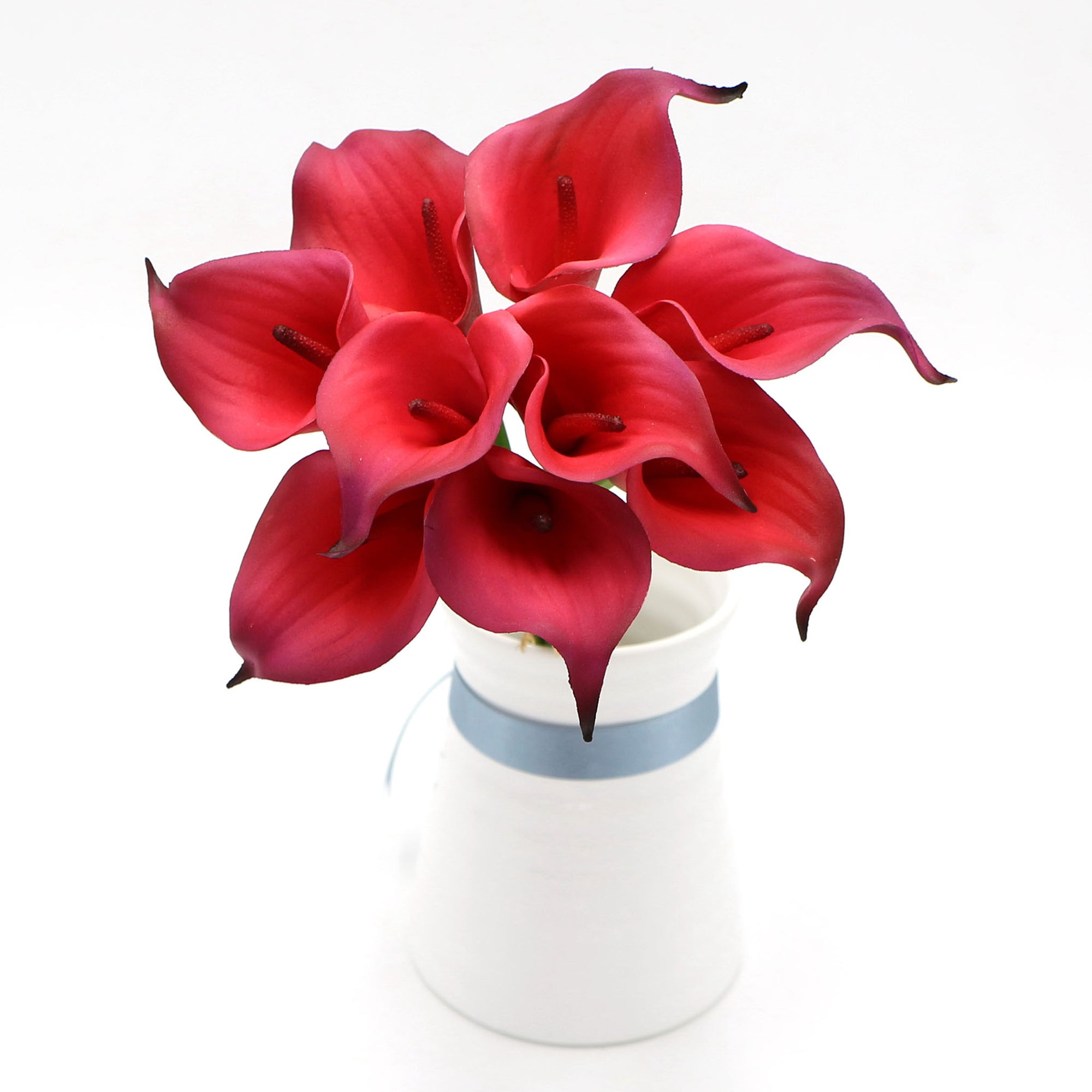 Red Flowers Real Touch Calla Lilies Bouquet for Corsages Boutonnieres