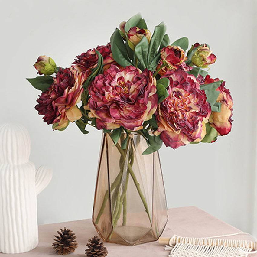 Artificial Peony Flower Spray 19"