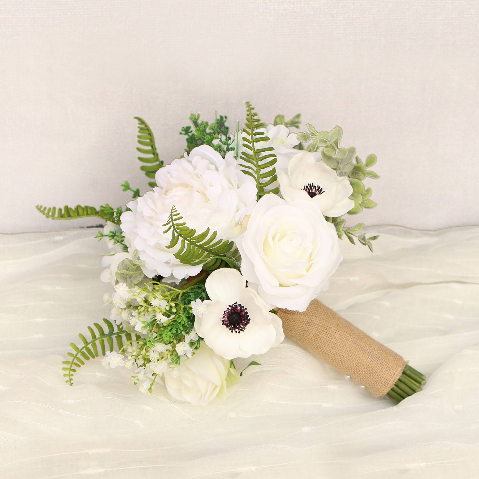 Rustic Bridesmaids Bouquet Silk Peony