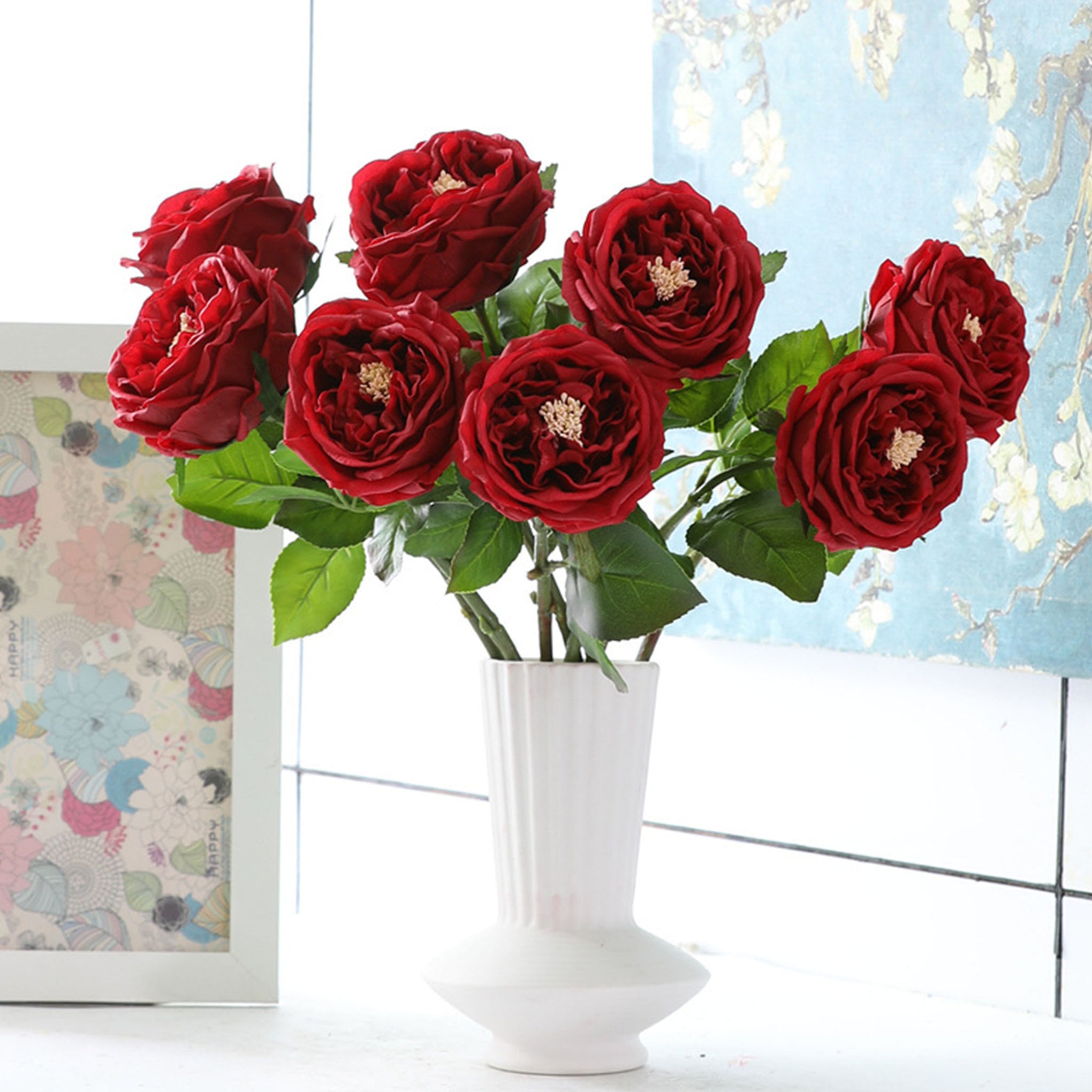 Austin Cabbage Roses Real Touch Flowers - VANRINA