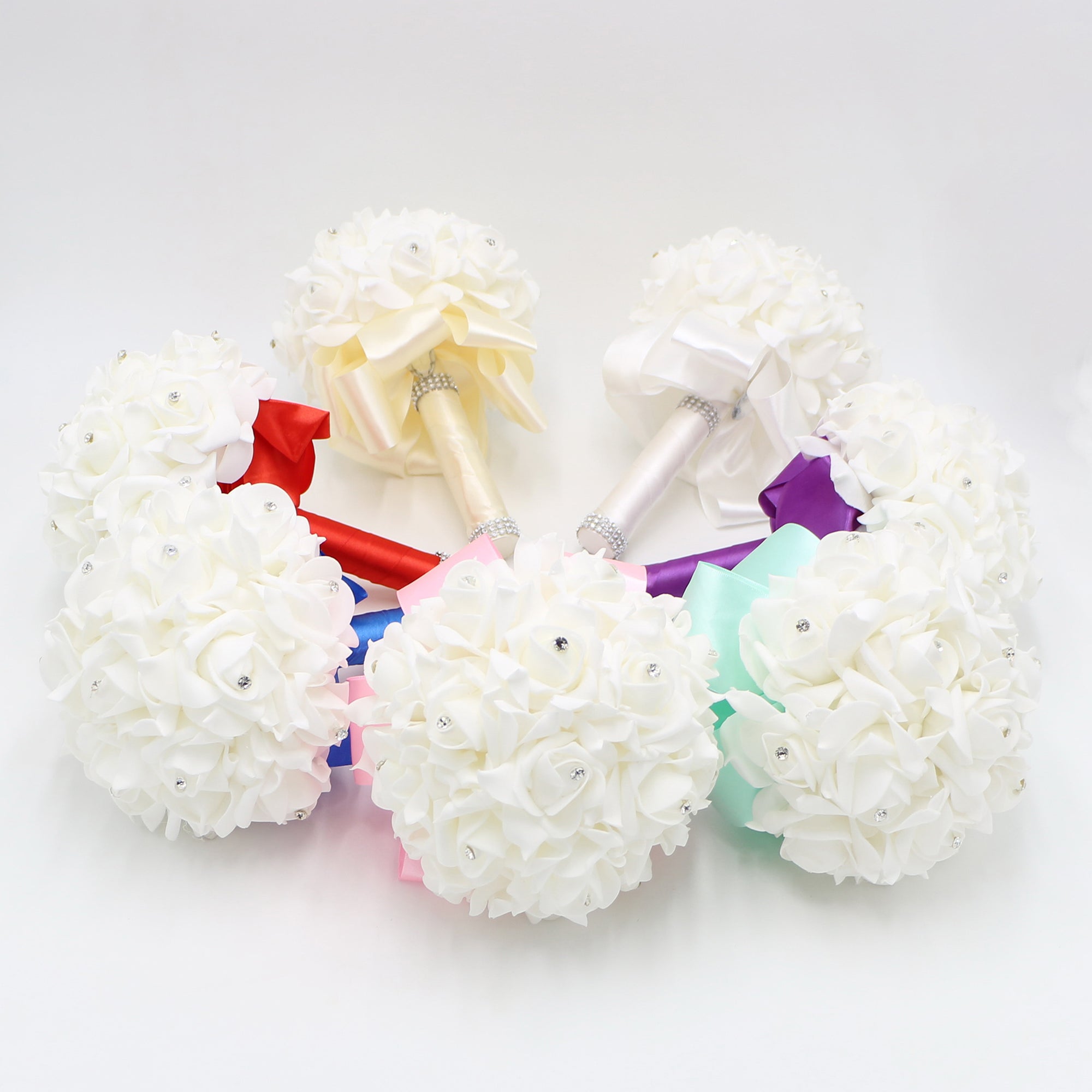 Small Bouquet for Bridesmaids Flower Girl Artificial White Flower Bouquet