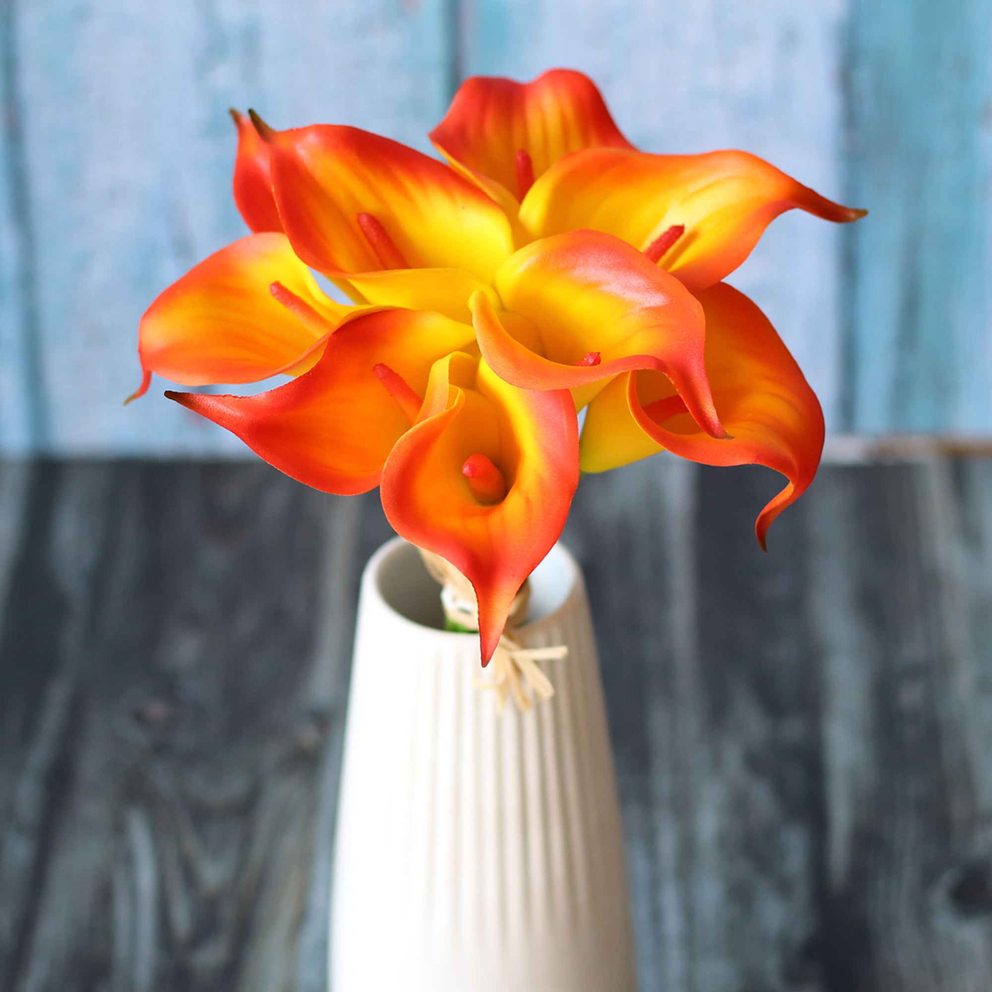 Burnt Orange Flowers Latex Calla Lilies Real Touch Lily Bouquet