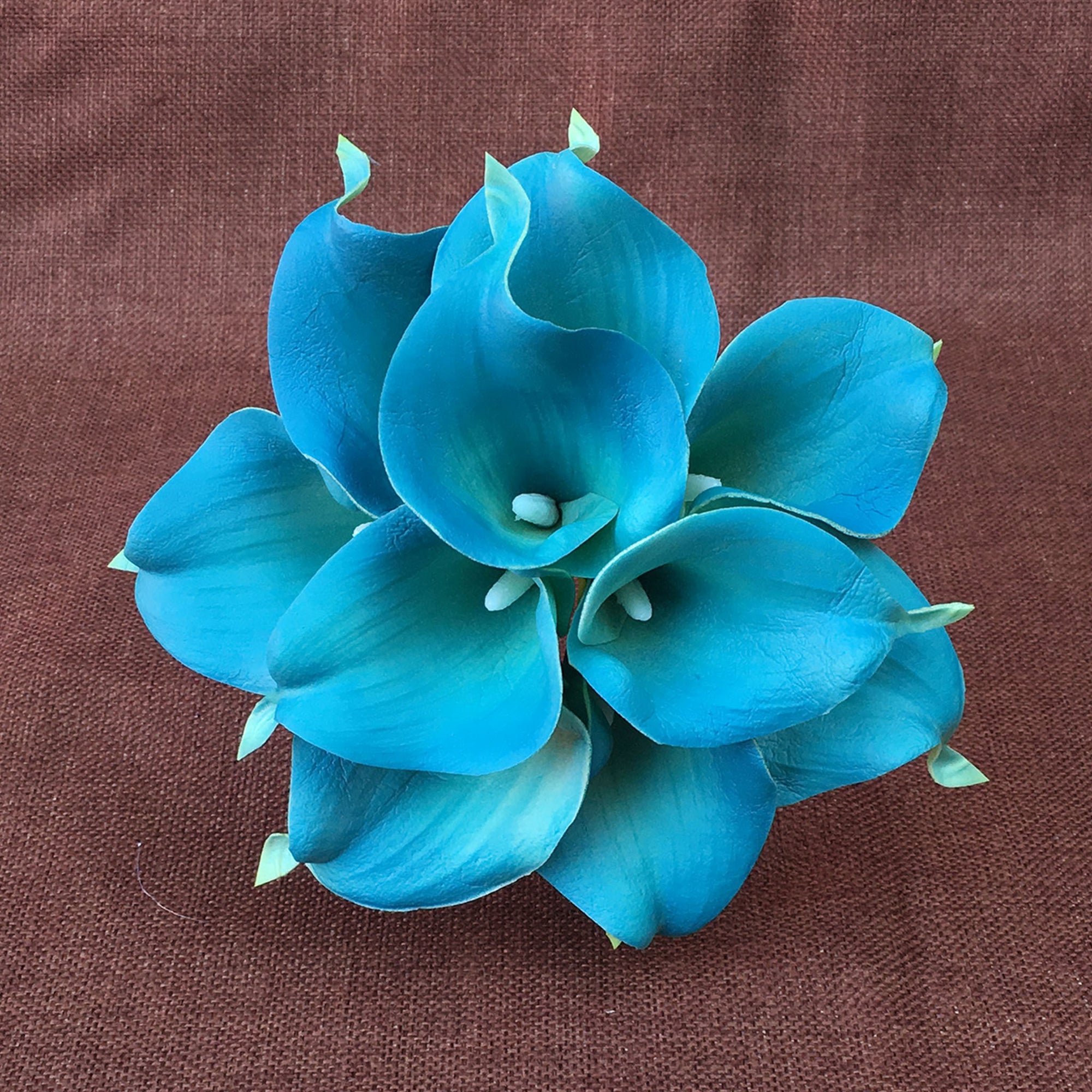 White Calla Lily Bouquet Corsages Boutonniere Teal Bridesmaids Bouquet