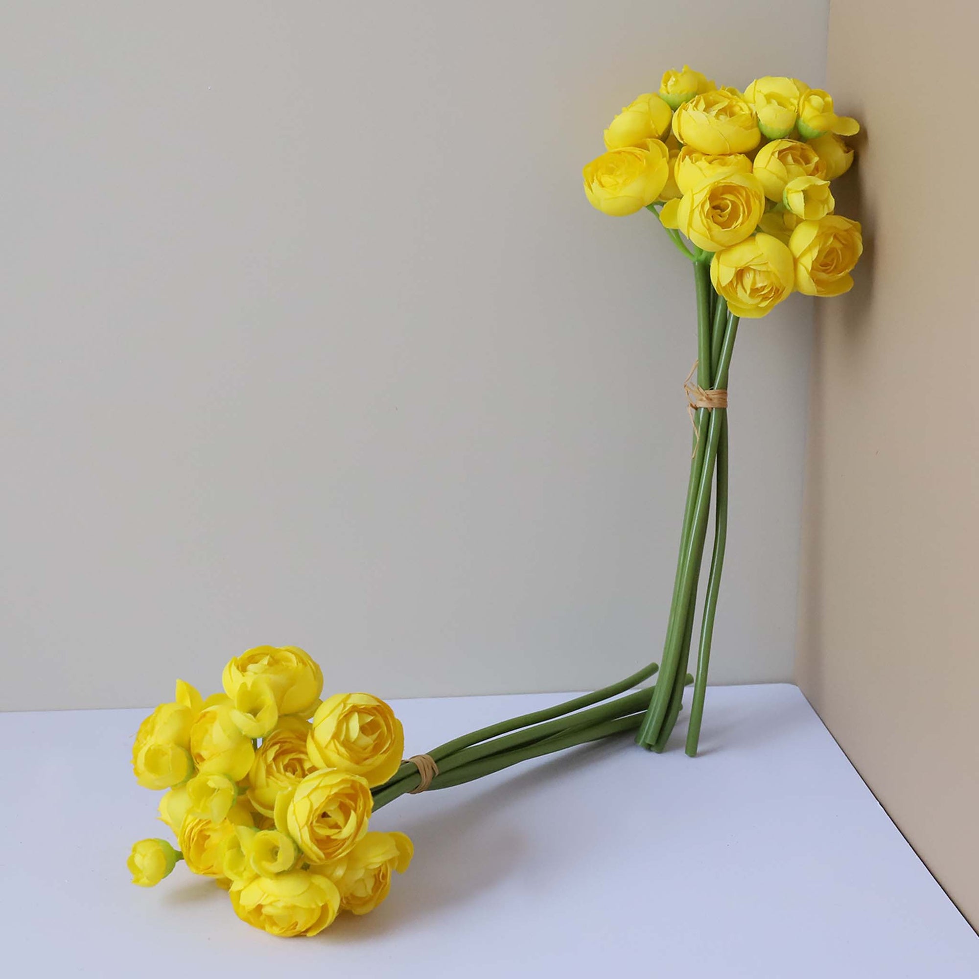 Yellow Ranunculus Silk Artificial Flower Bush