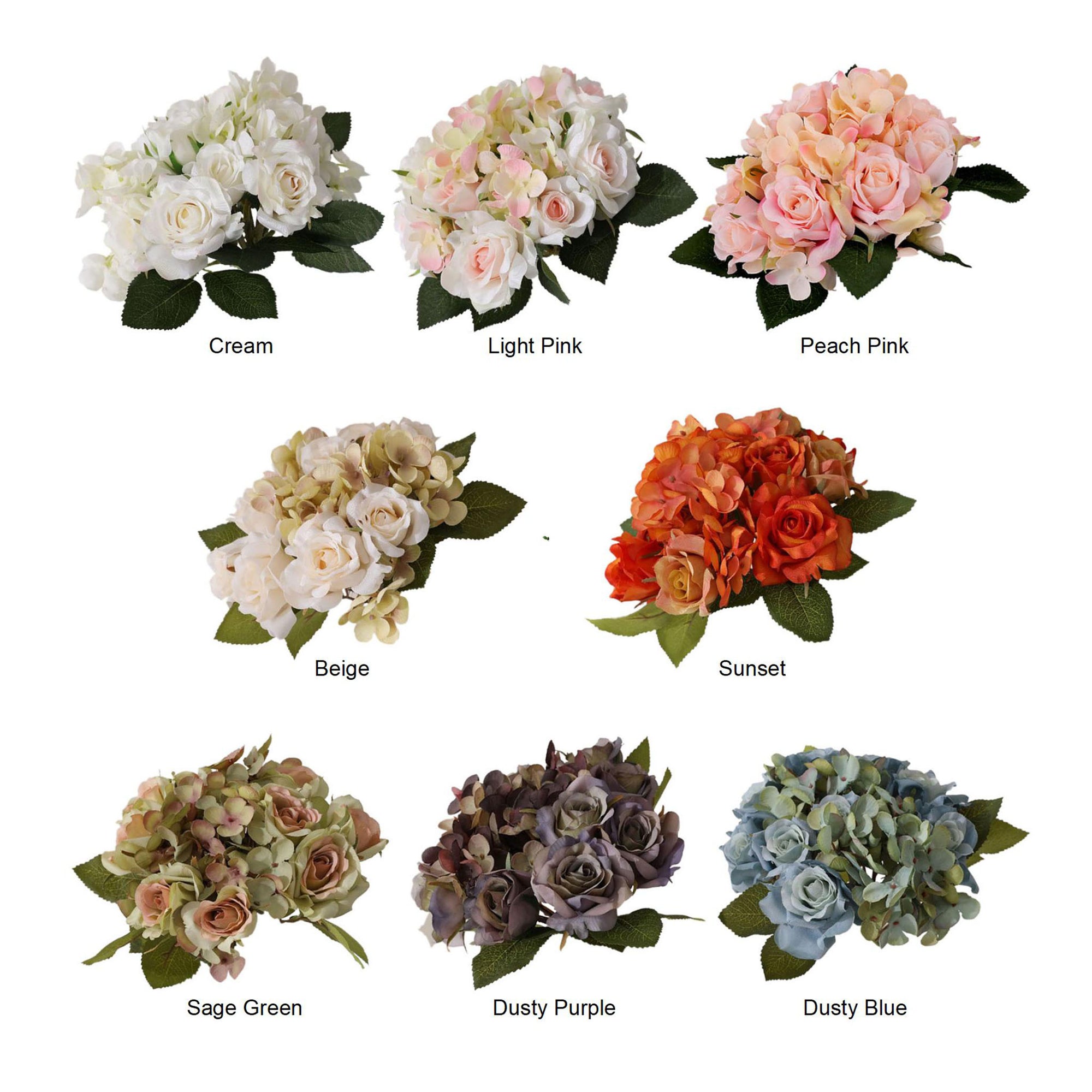 Artificial Silk Hydrangea Rose Mixed Bouquet