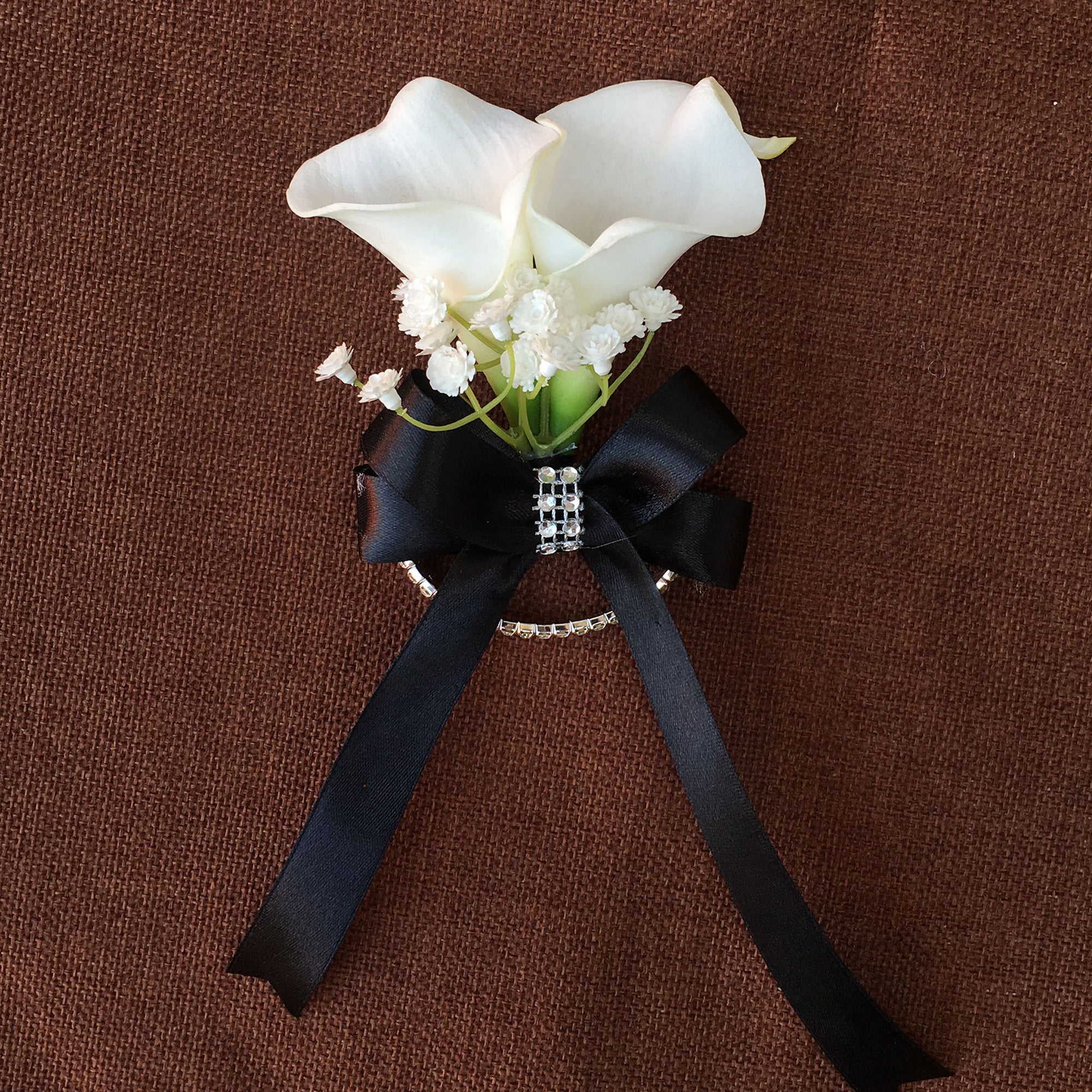 White Calla Lily Bouquet Corsages Boutonniere Teal Bridesmaids Bouquet