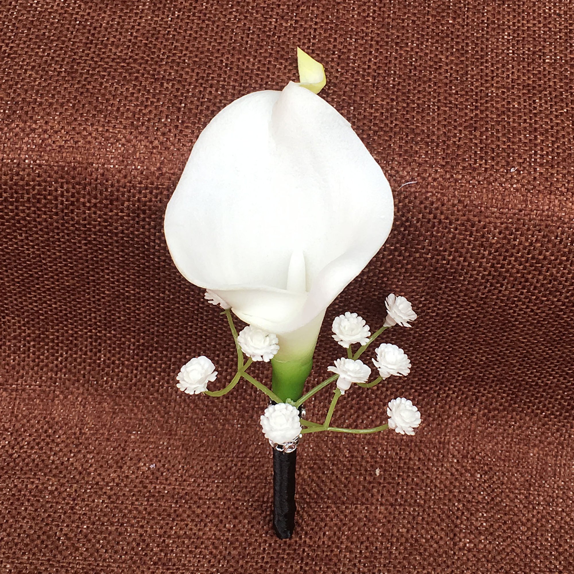 White Calla Lily Boutonniere for Groom Bestmen