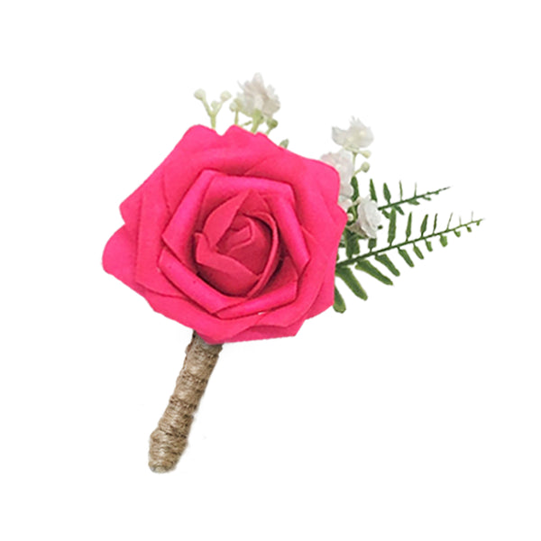 Artificial Rose Boutonniere And Corsage Set For Wedding - Groom's Suit & Mens Wedding Flower Deco