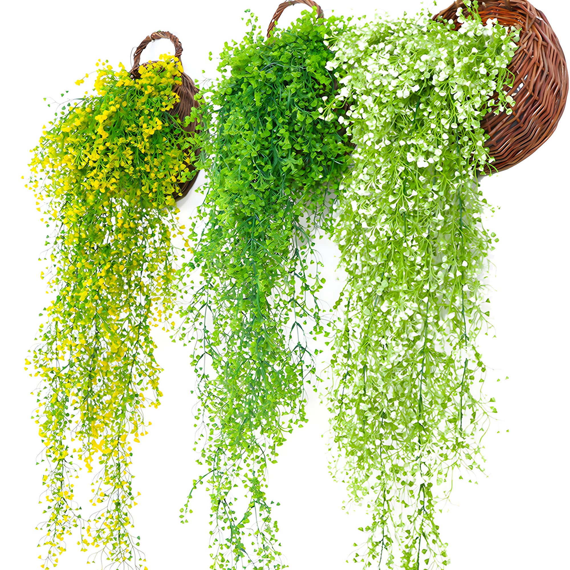 hanging plants fake Faux Hanging Plants UV Protected Fake Greenery Vines White