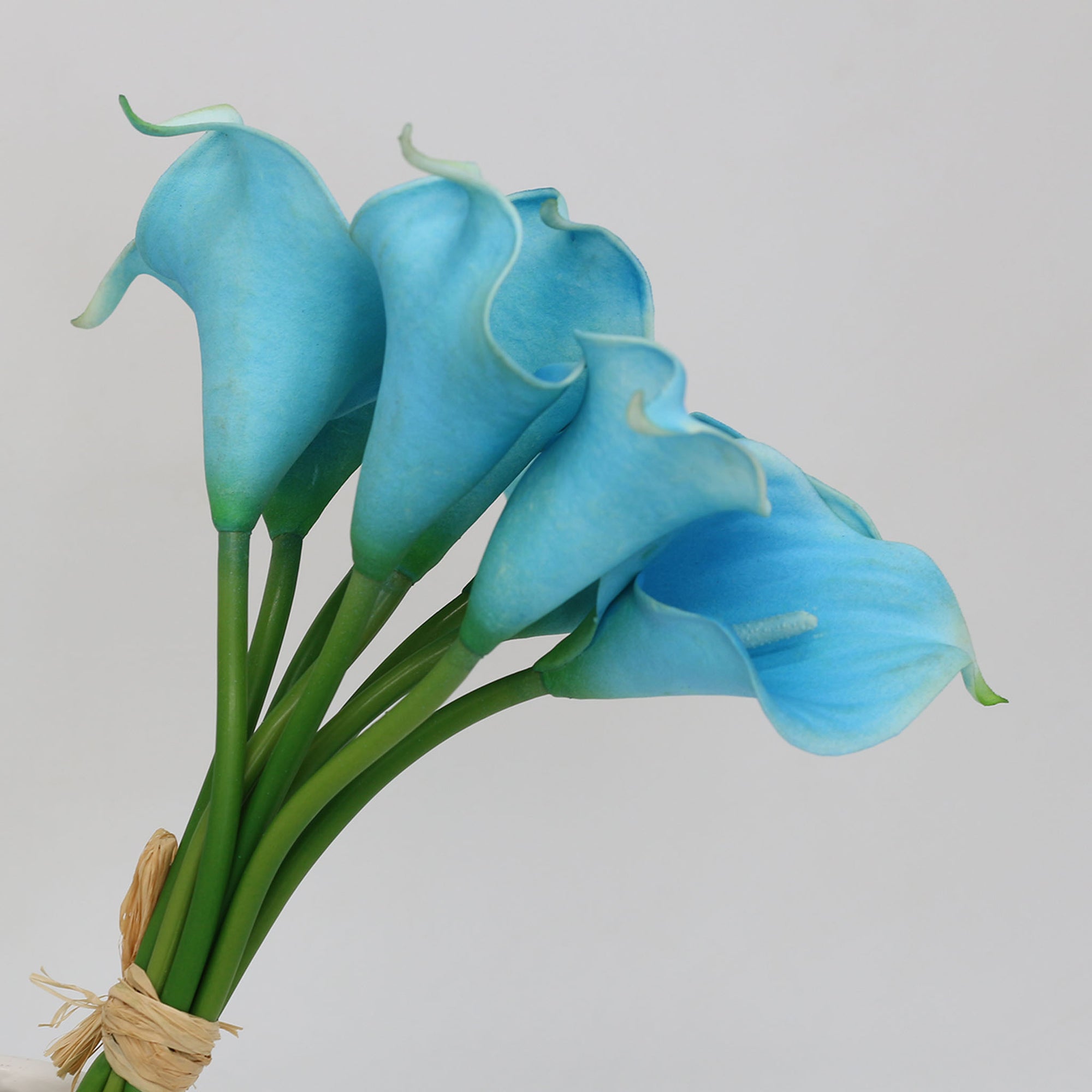 Turquoise Blue Calla Lily Bouquet Malibu Wedding Floral Decor