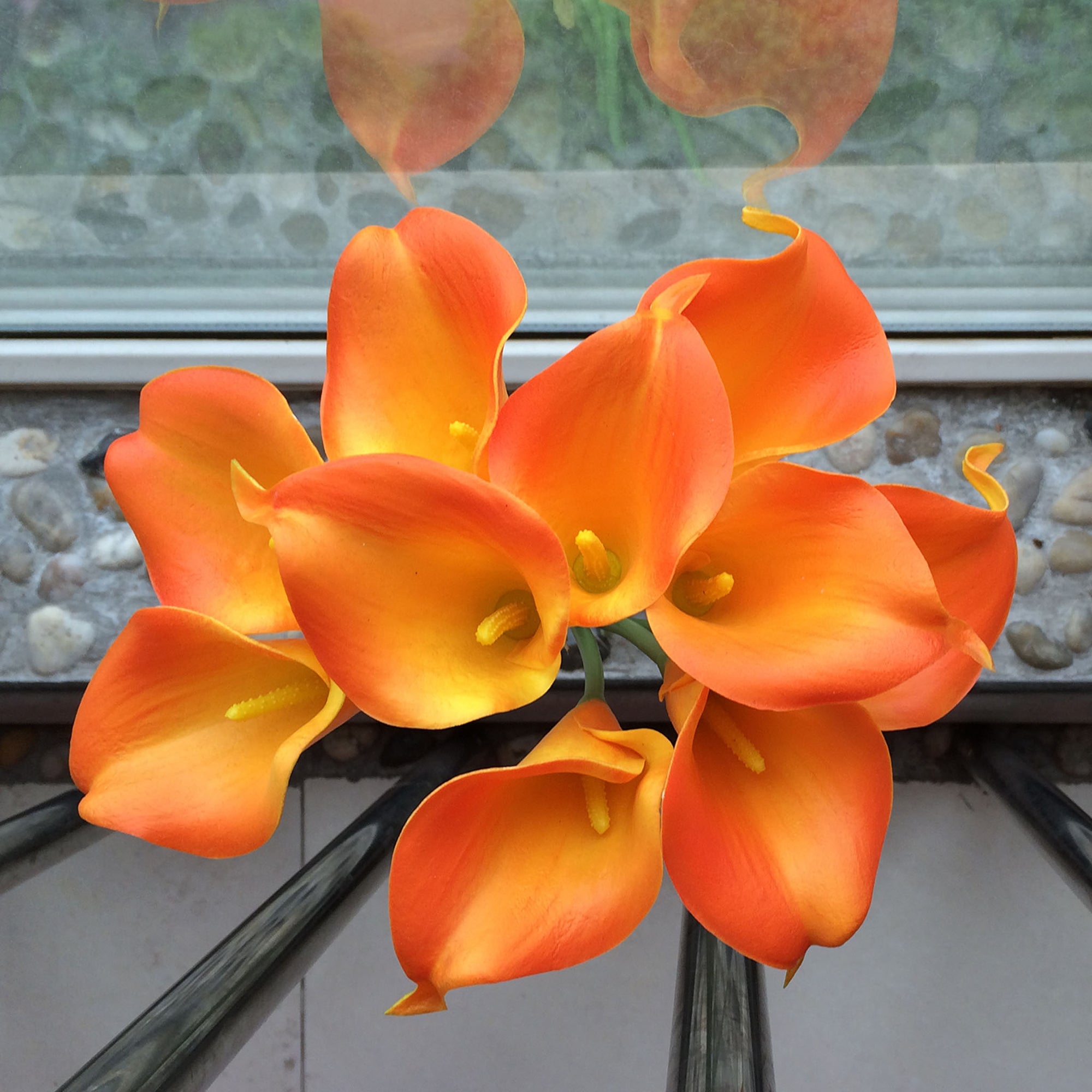 Orange Calla Lily Bulk Flowers Artificial 10 Bouquets