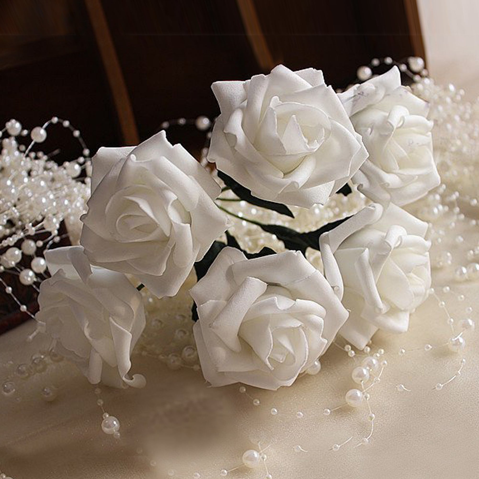 White Roses Foam Flowers Artificial Off White for Crafts diy