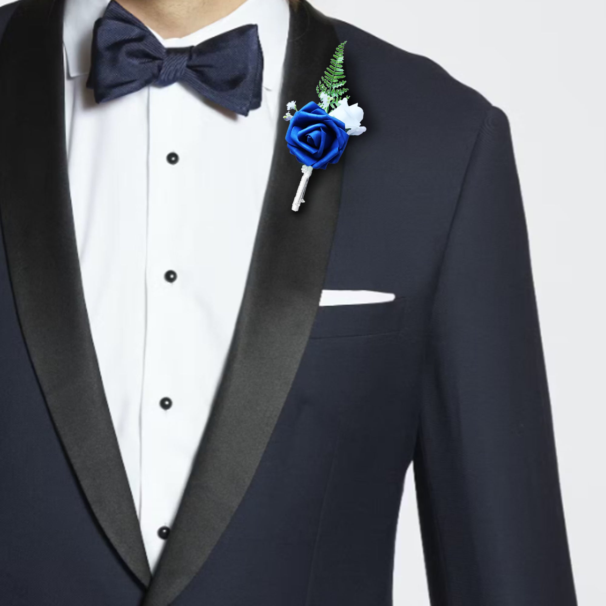 Royal Blue Prom Corsage Best Man Boutonniere Fake Rose