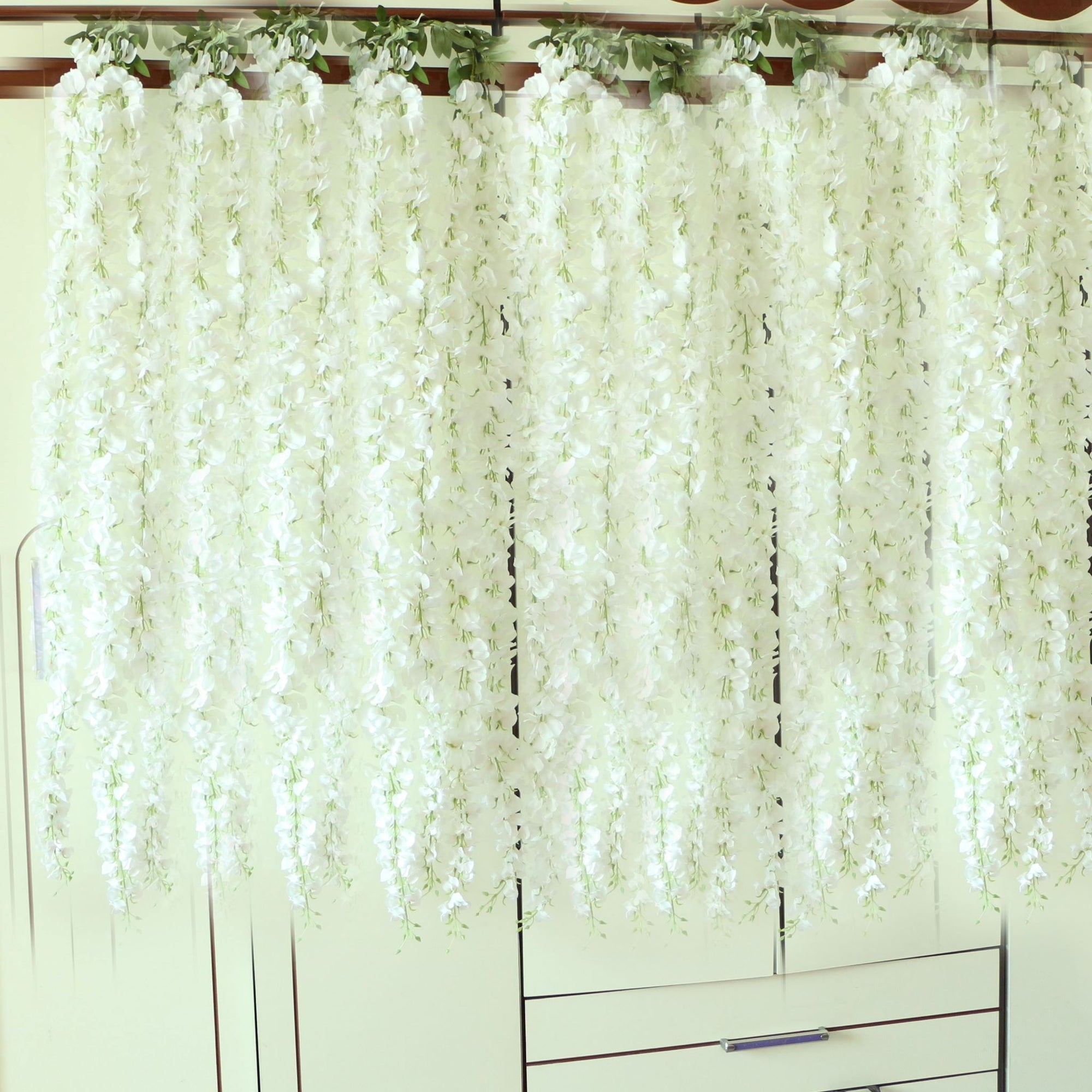 White Wisteria Vines Artificial Hanging Flower Garland