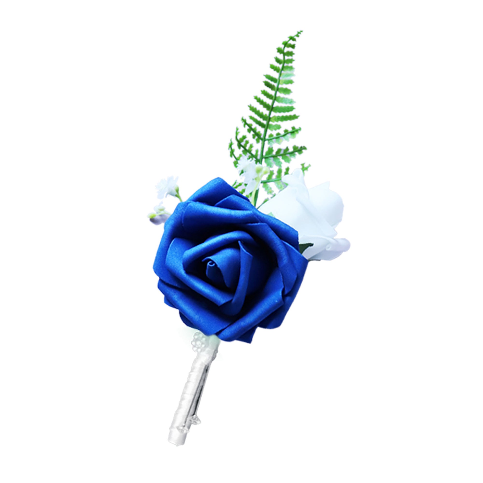 Royal Blue Prom Corsage Best Man Boutonniere Fake Rose