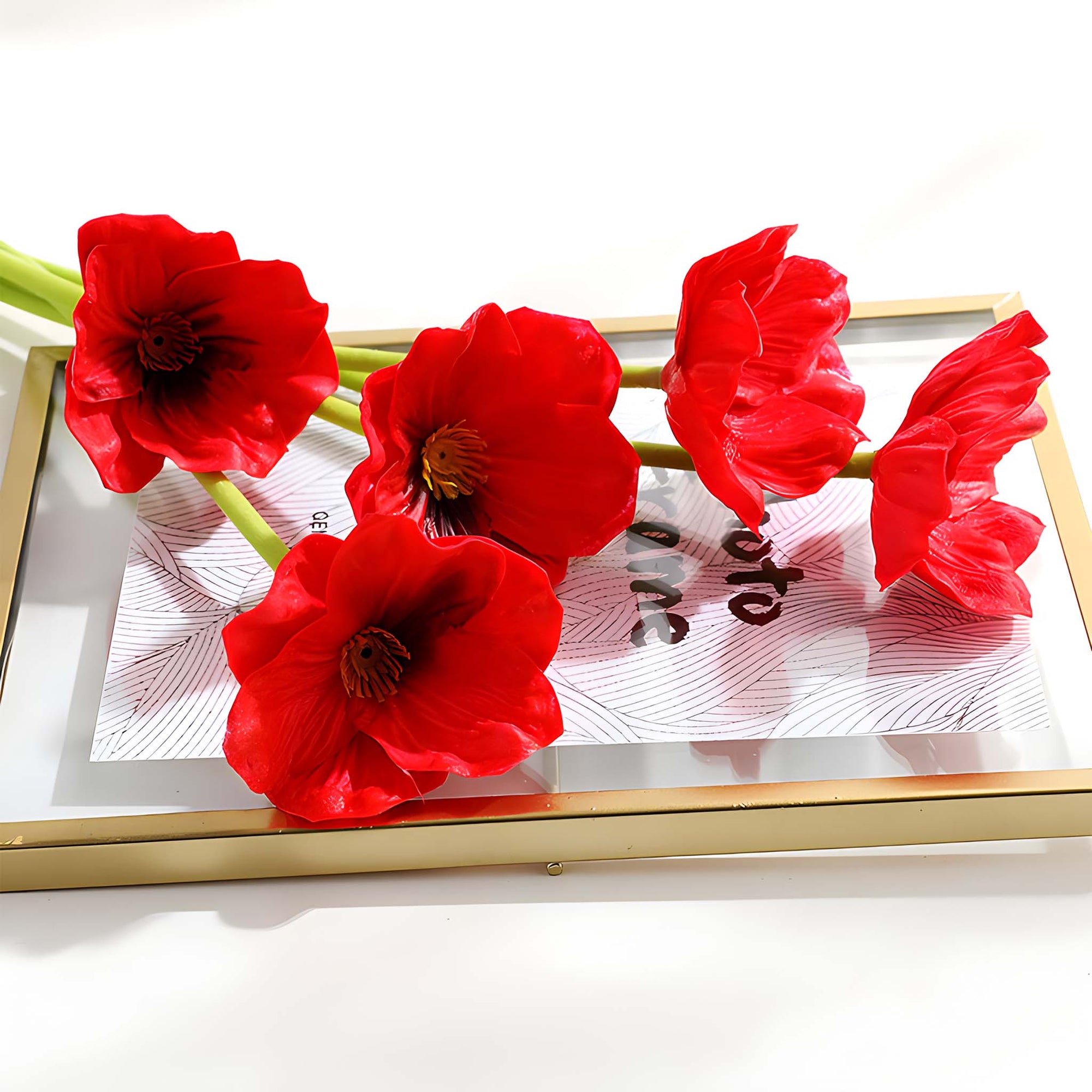 Fake Poppy Flowers in Red Real Touch Poppies 10pcs