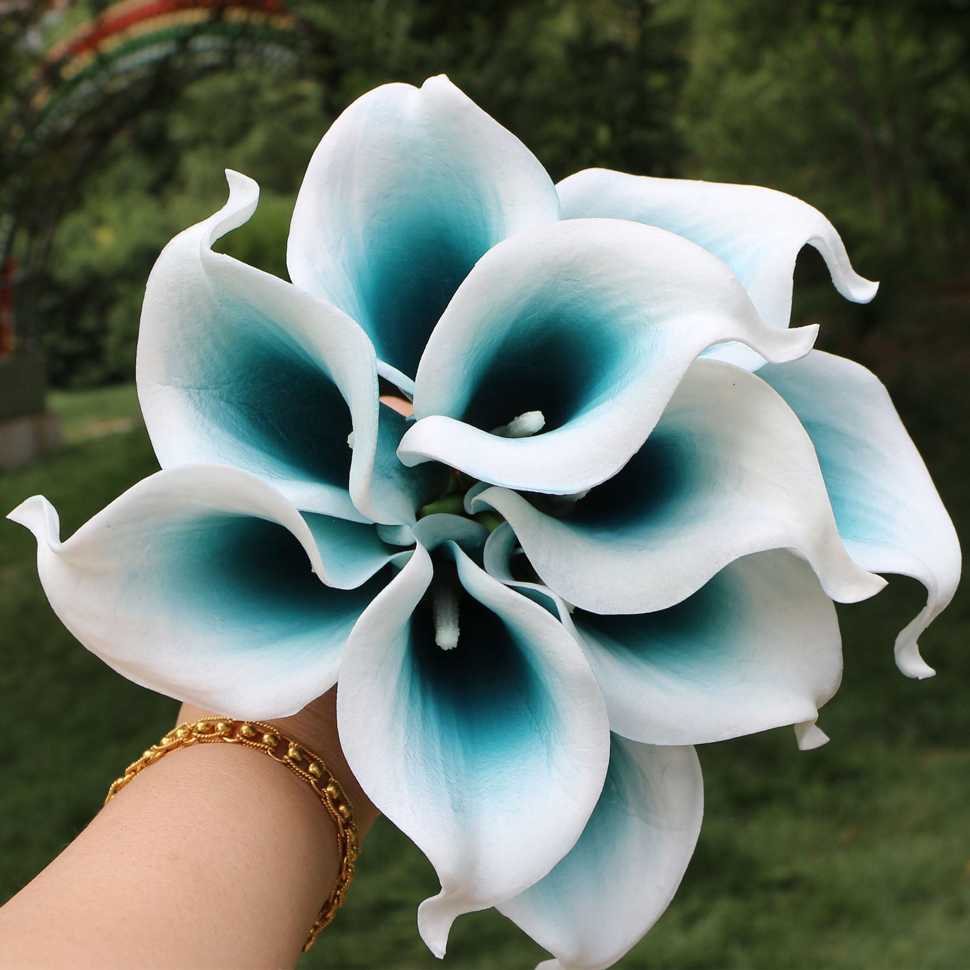 Oasis Teal Wedding Flowers Teal Blue Calla Lily Bouquet